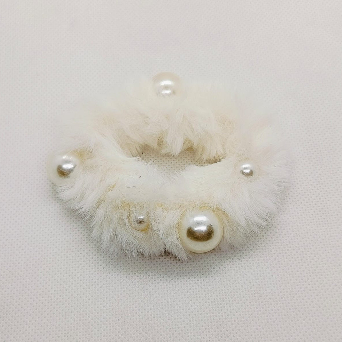 Plush Pearl-Embellished Hair Ties