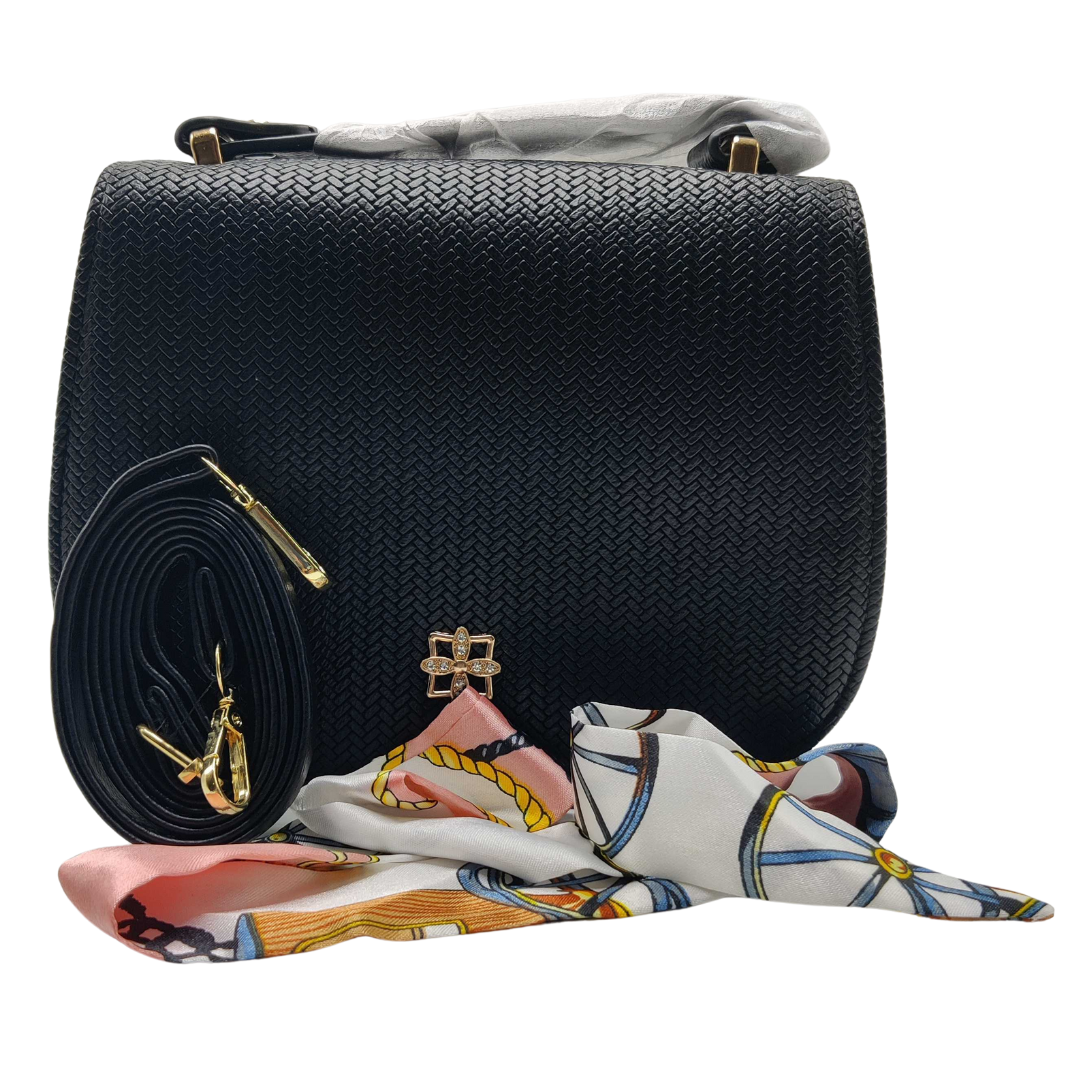 Women Crossbody Bag With Adjustable Strap And Silk Bow