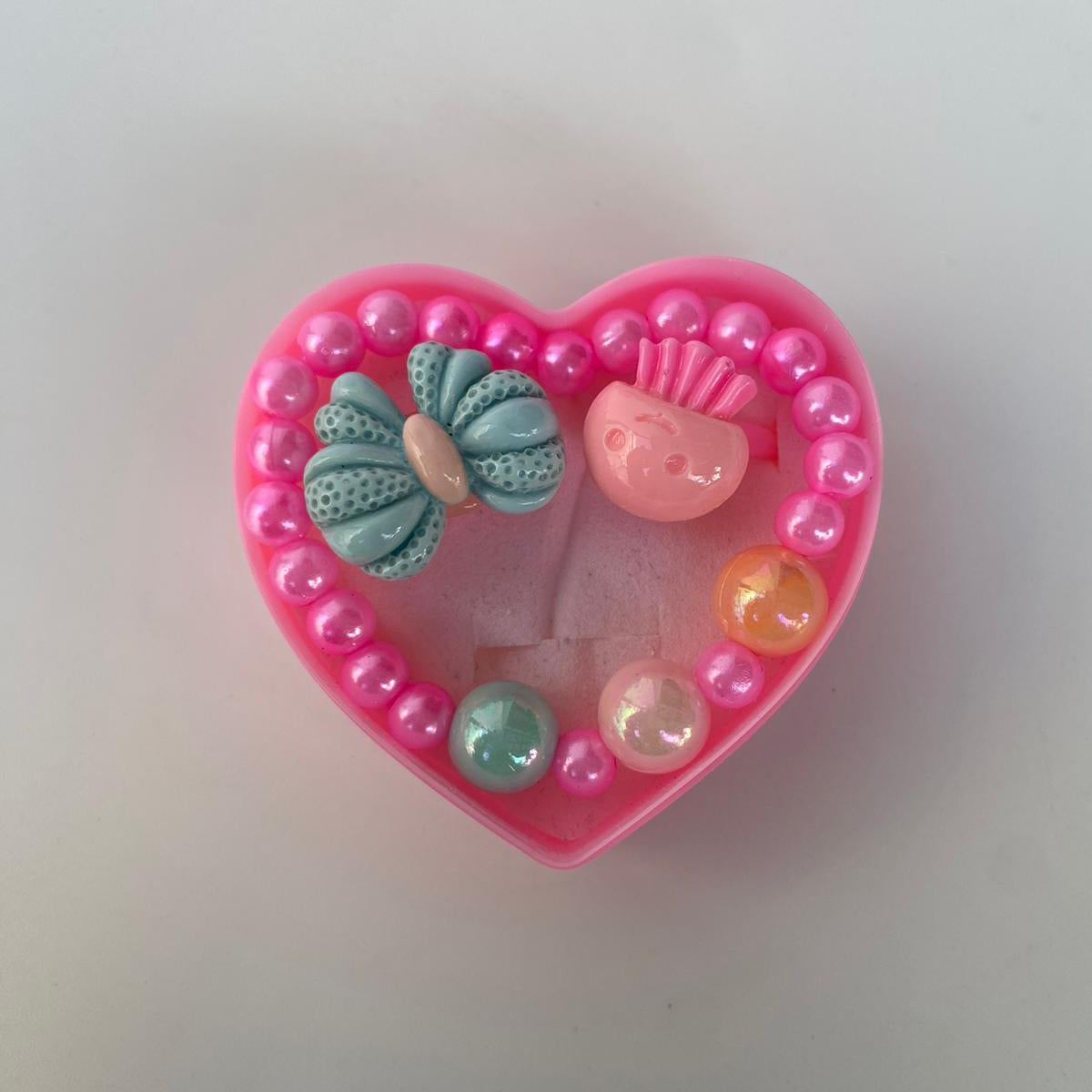 Heart-Shaped Jewelry Fun Pack – Kids' Bracelet & Rings Set