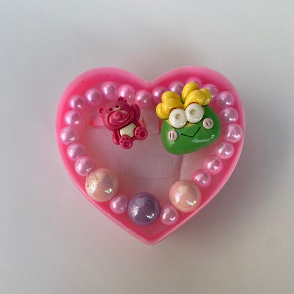 Adorable Heart-Shaped Kids' Bracelet & Rings