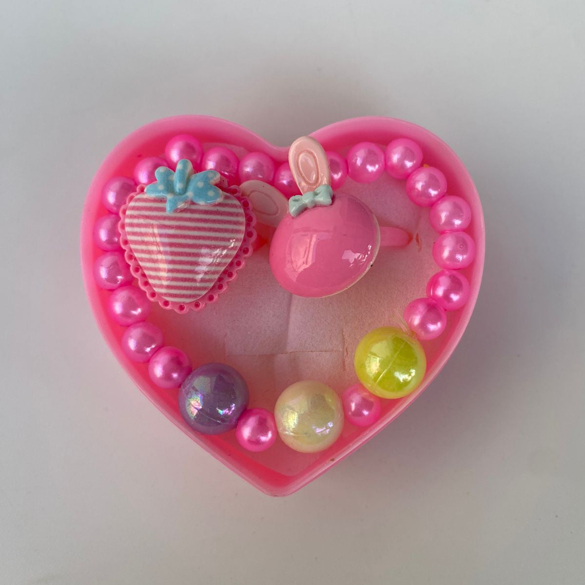 Heart-Shaped Kids' Bracelet & Rings Gift Box
