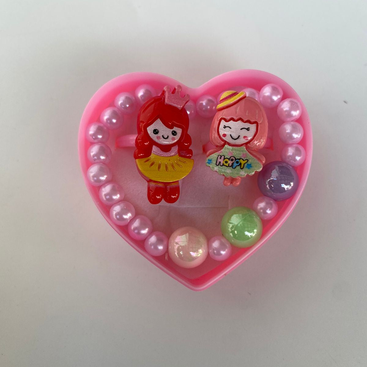 Adorable Heart-Shaped Bracelet & Rings Gift Set for Kids