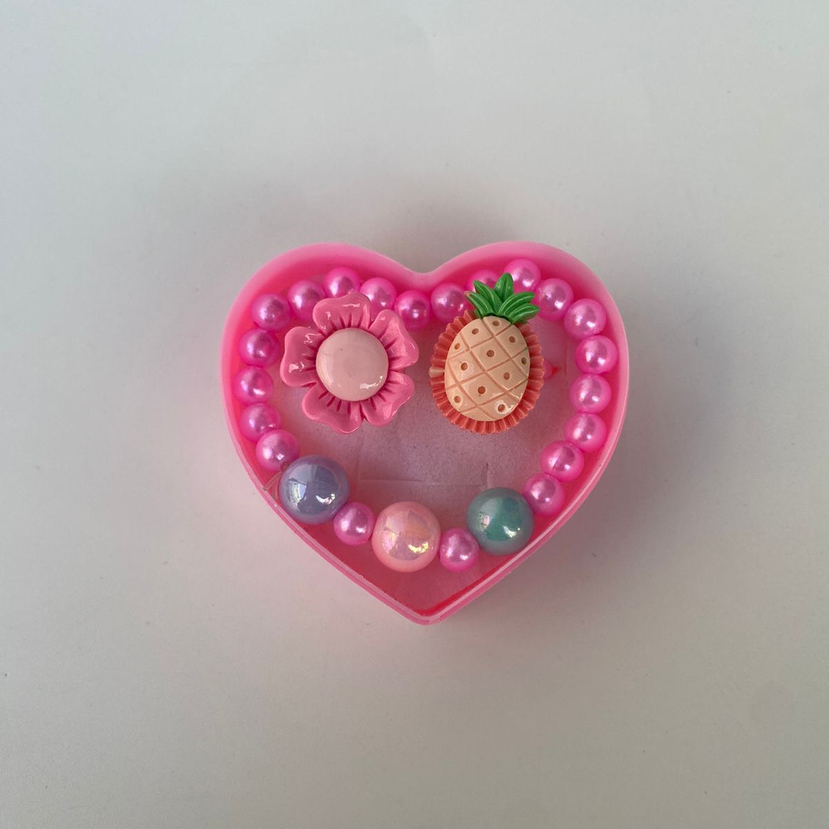 Heart-Shaped Kids Bracelet & Rings Jewelry Set