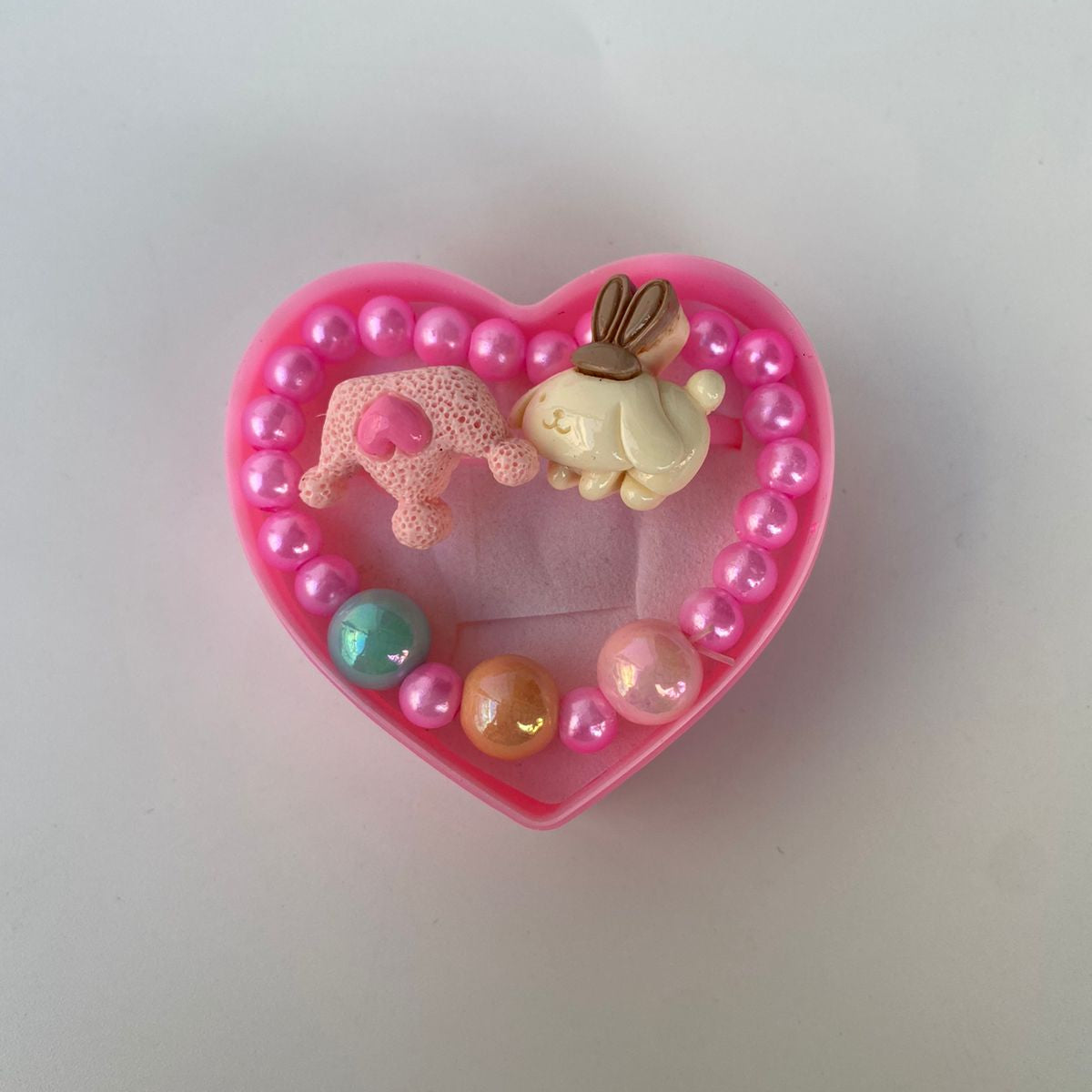 Heart-Shaped Kids Bracelet & Rings Jewelry Set