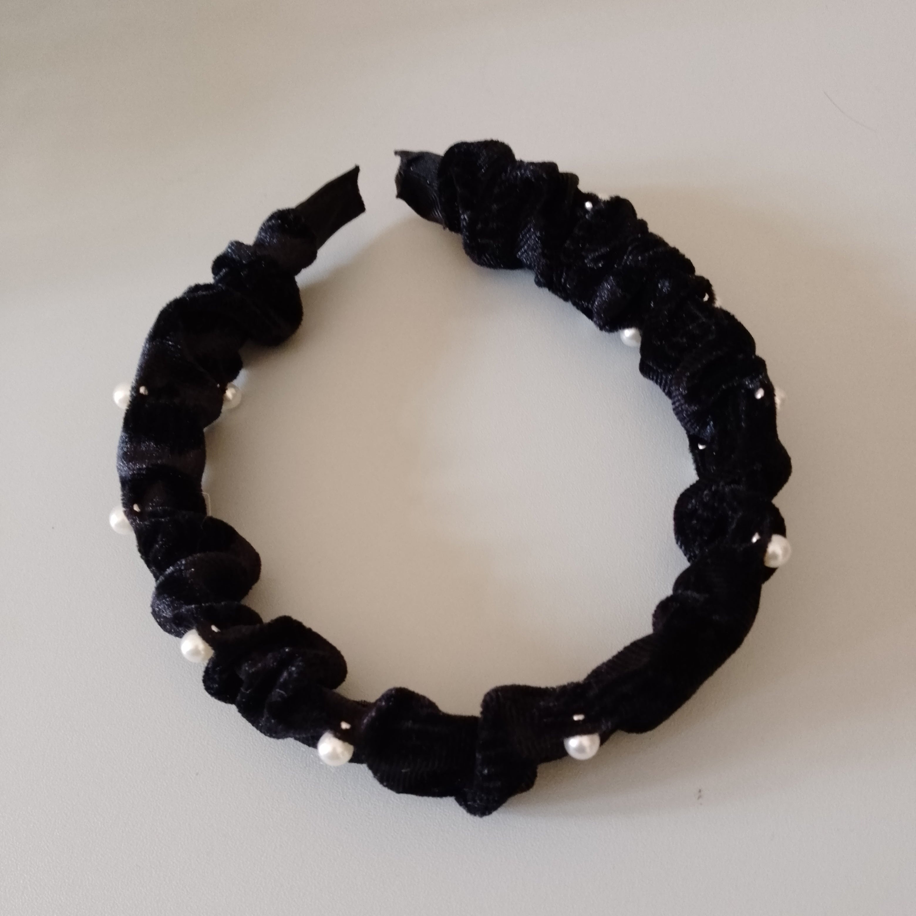 Velvet Pearl-Embellished Hairbands