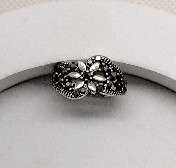 Midnight Blossom Crystal Ring