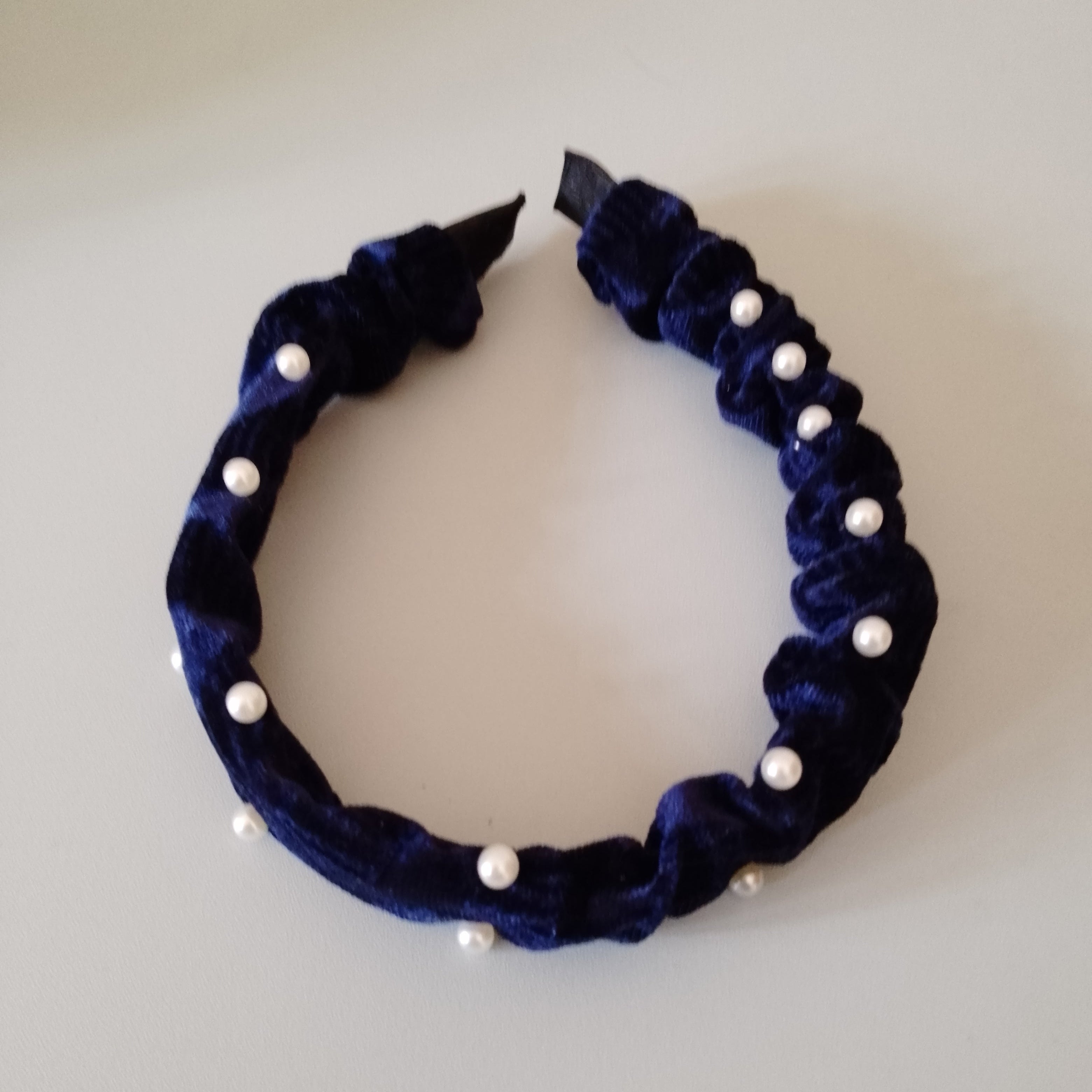 Velvet Pearl-Embellished Hairbands