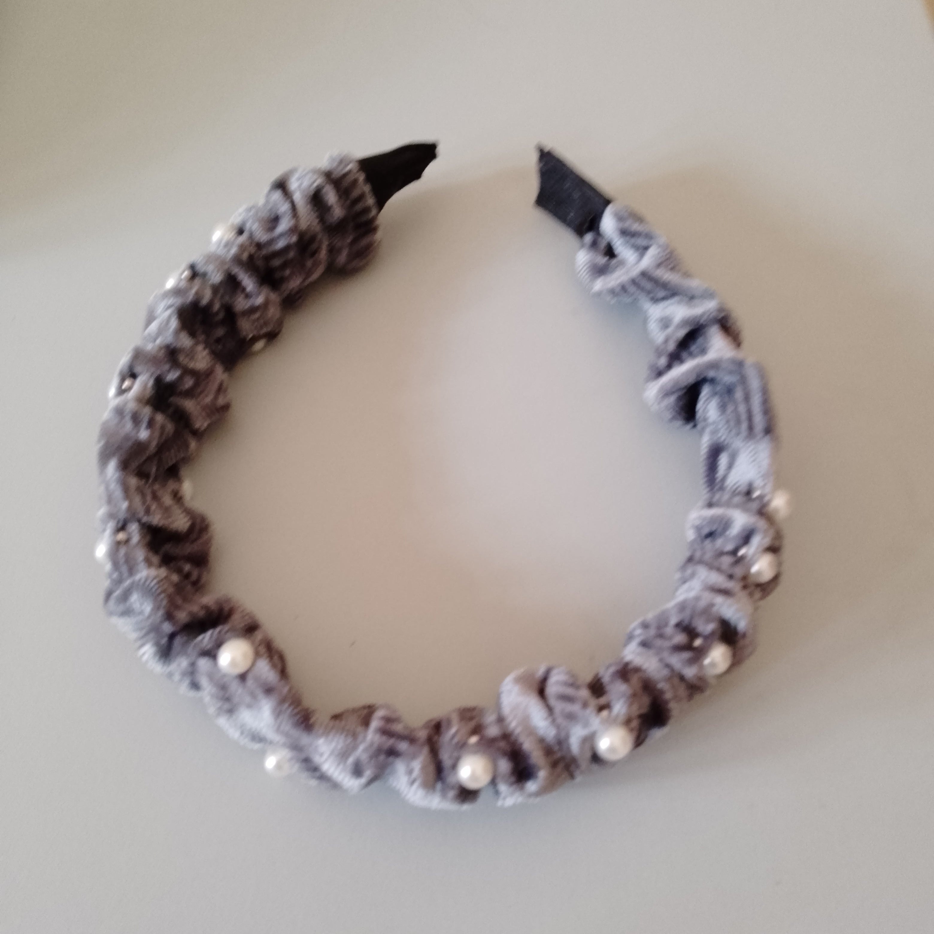 Velvet Pearl-Embellished Hairbands