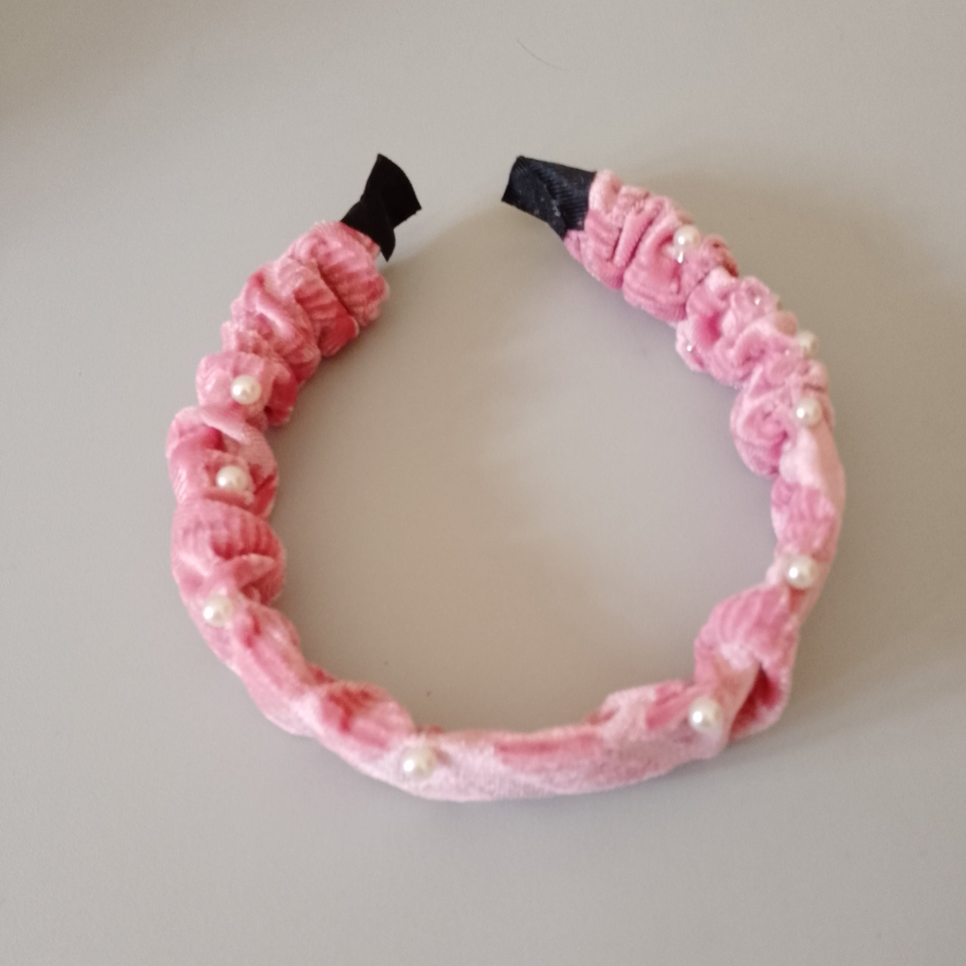 Velvet Pearl-Embellished Hairbands