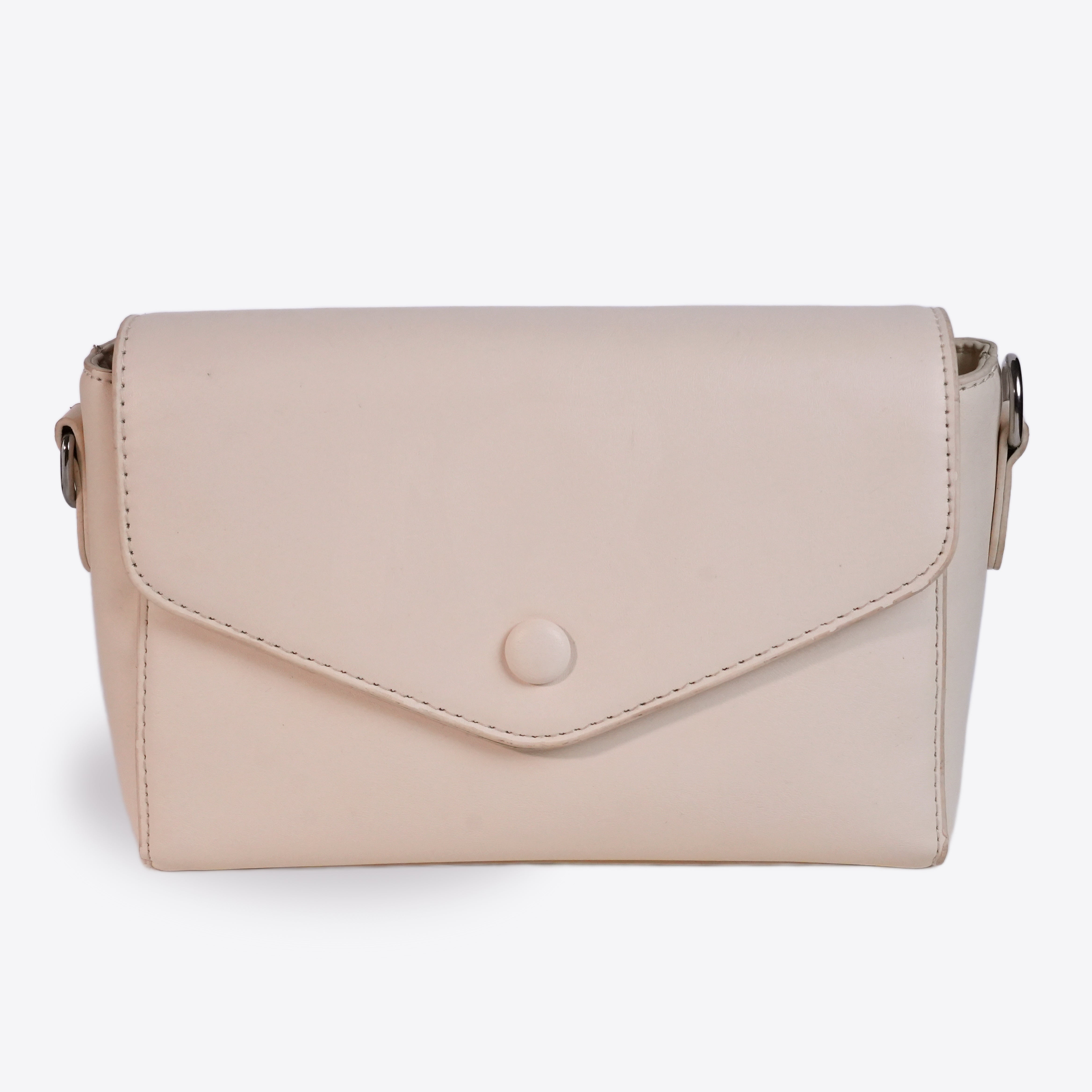 Women Leather Crossbody Bag With Wide Nylon Strap