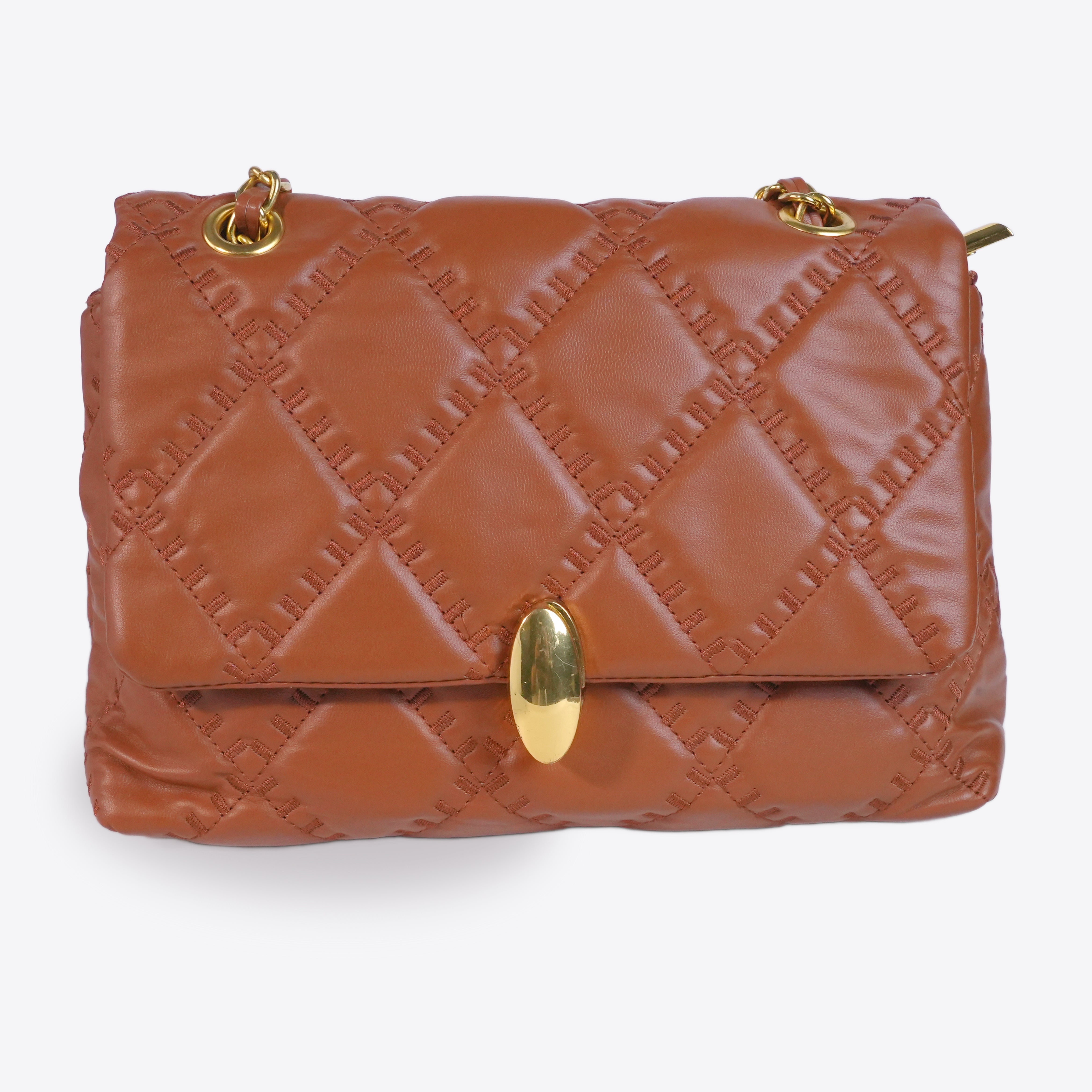 Women Quilted Leather Crossbody Bag