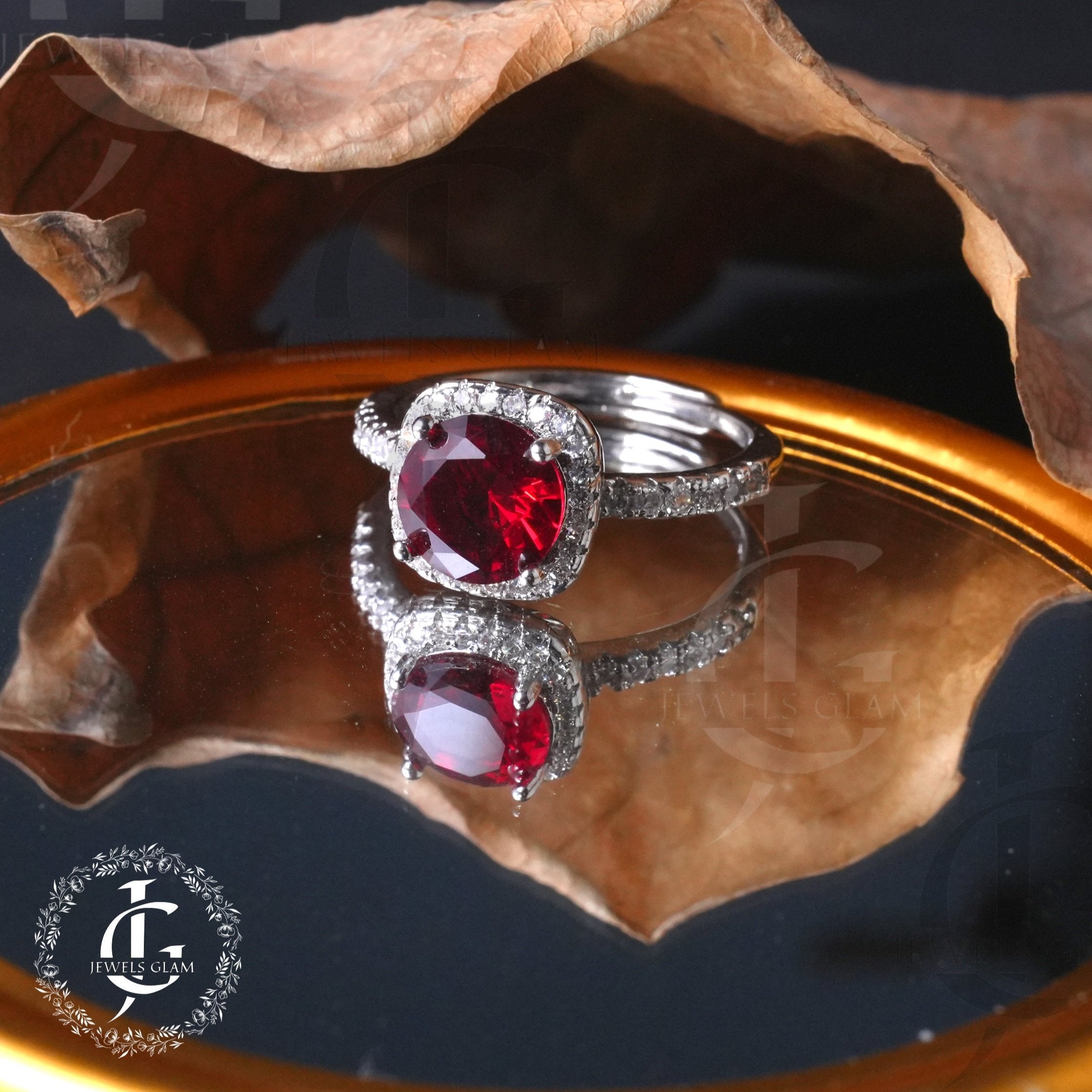 Stunning Ruby Red Ring with Halo Design