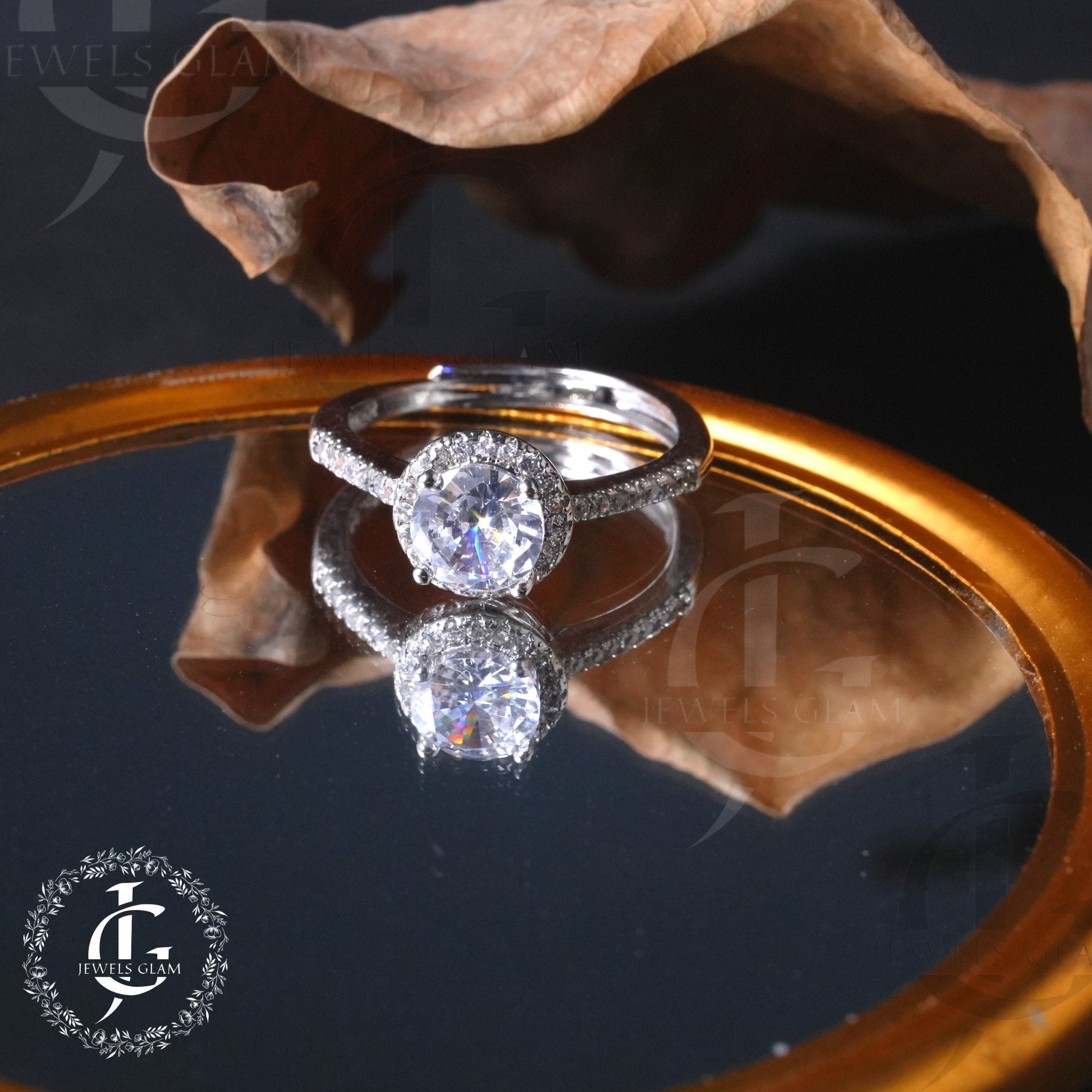 Halo White Crystal Ring