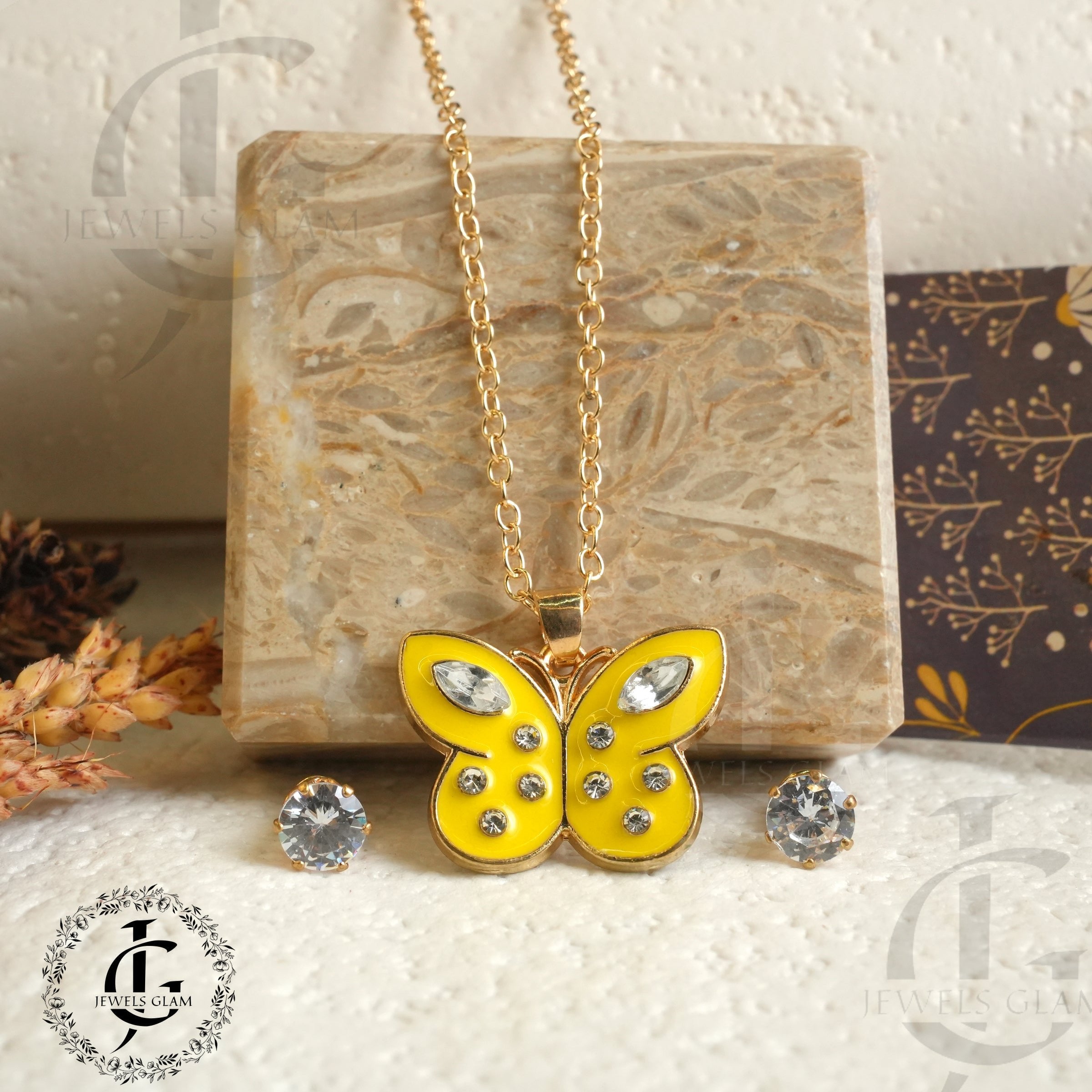 Butterfly Pendant With Studs