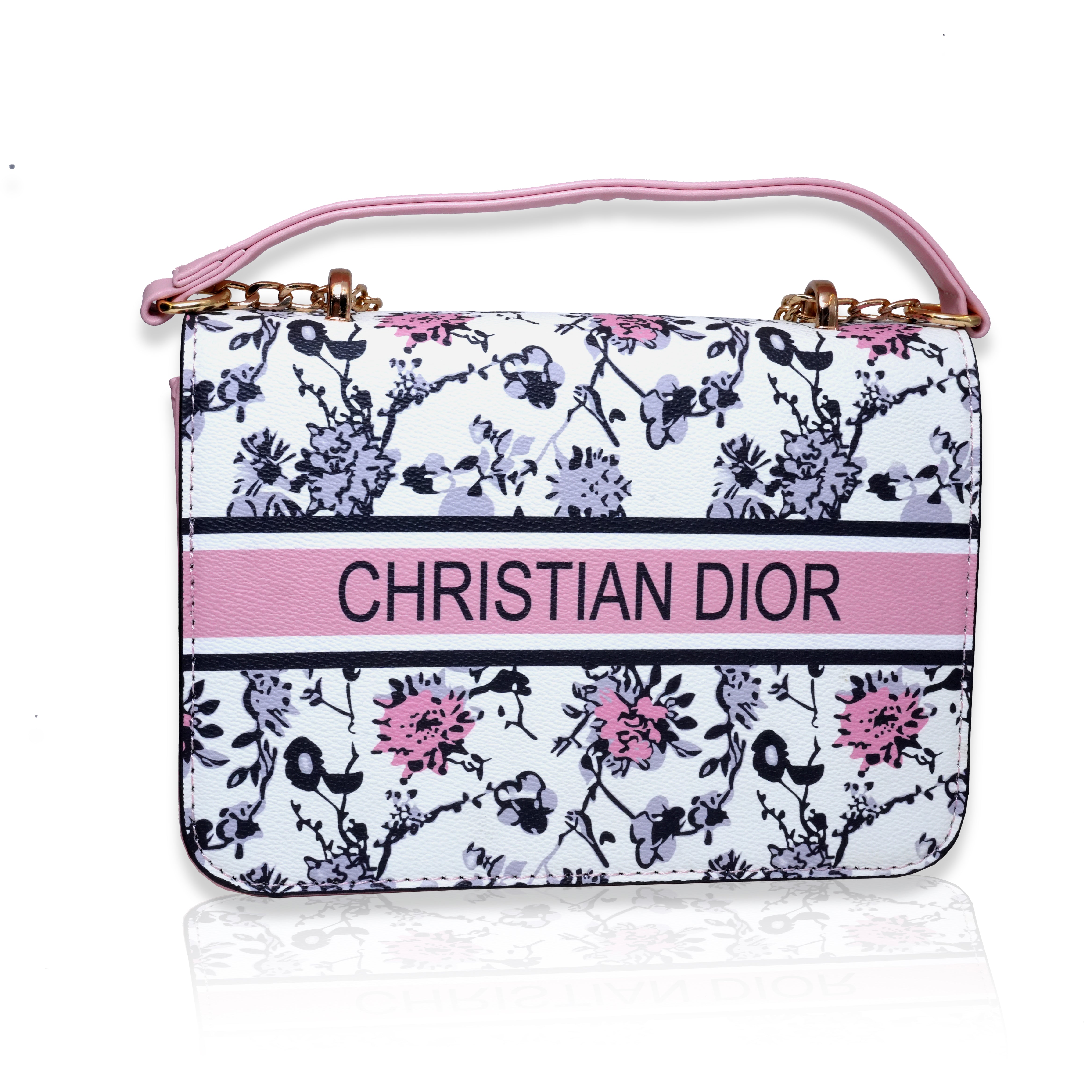 Pink & White Printed Crossbody Bag