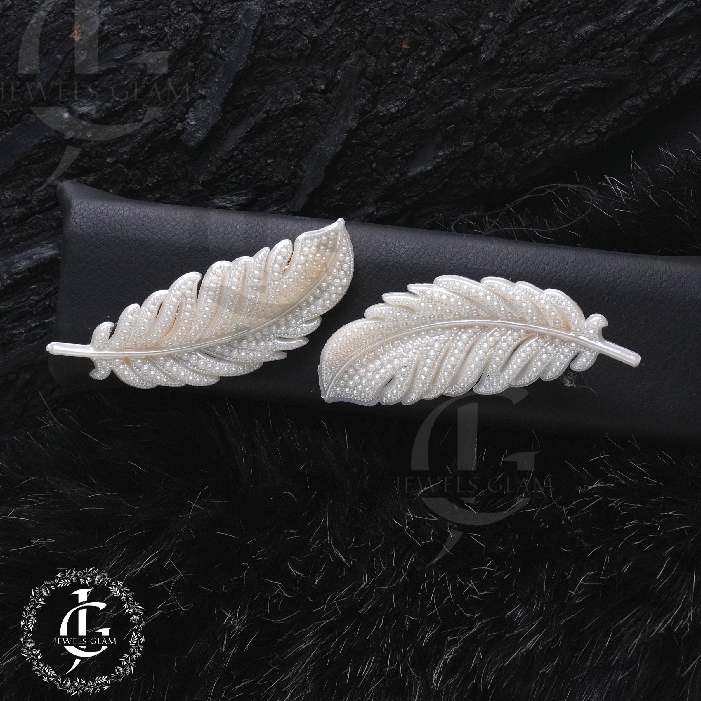 Pearly Finish Feather Hair Pins (Pair)