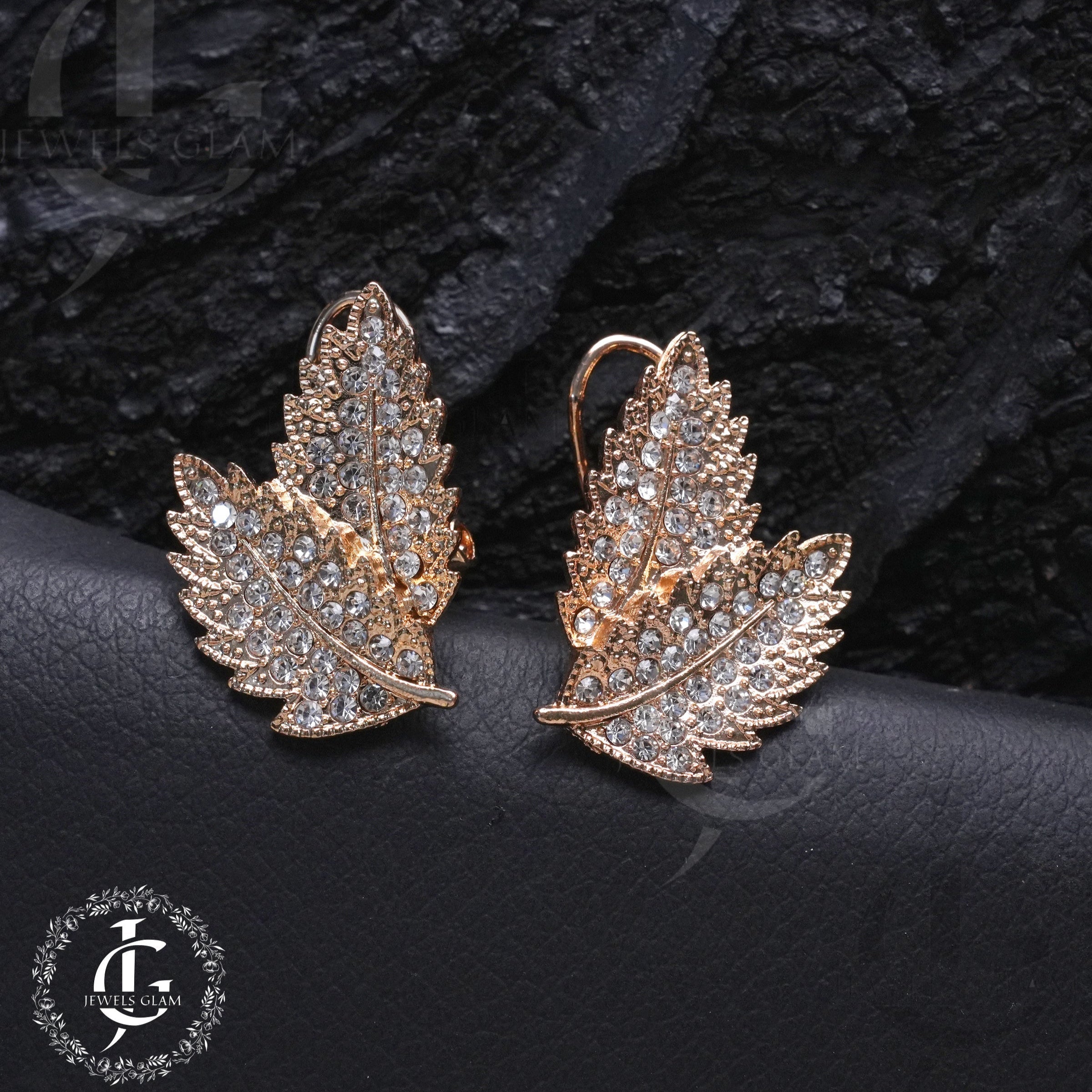 Crystal Leaf Earrings