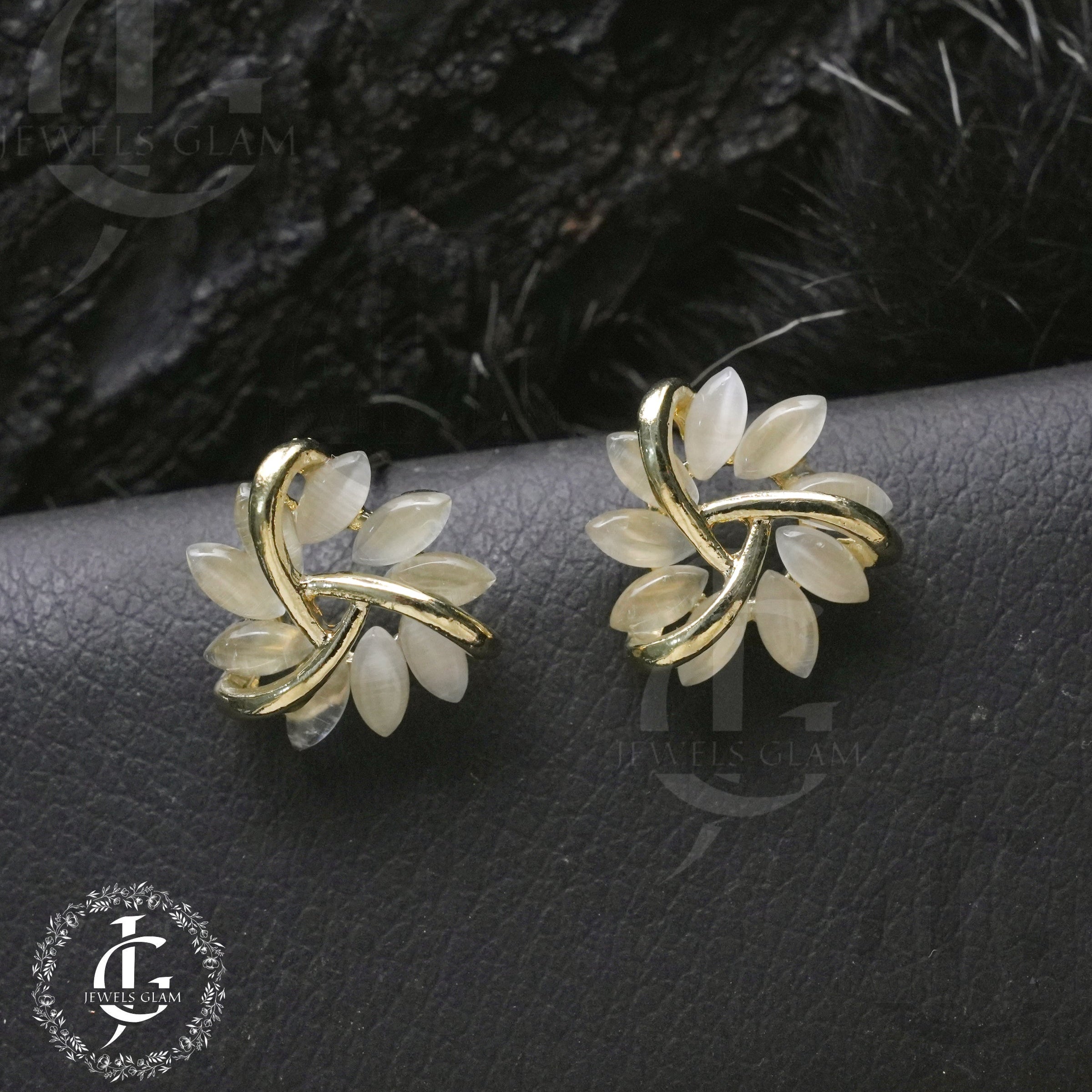 Gold Flower Ear Studs