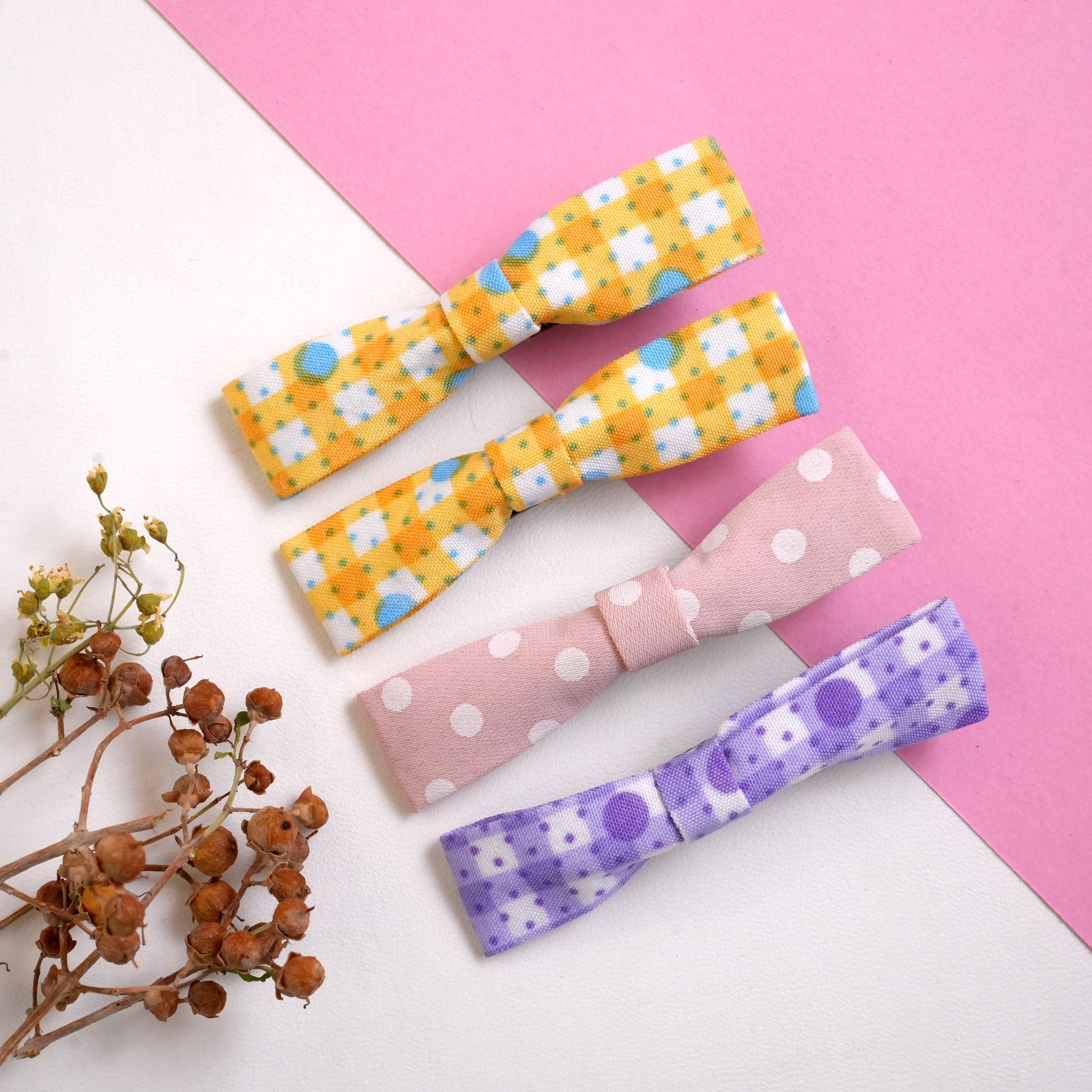 Playful Patterned Bow Hair Clips