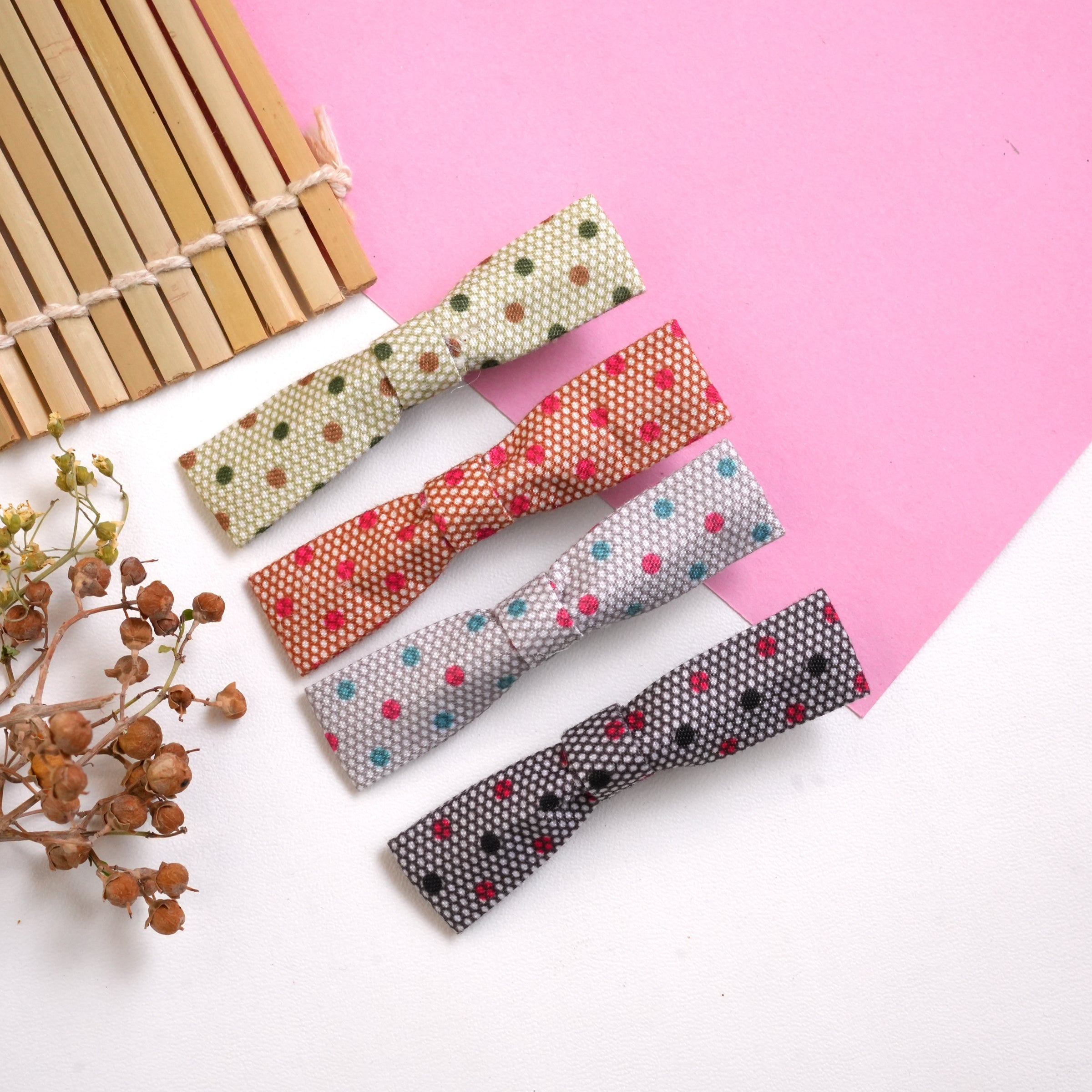 Playful Patterned Bow Hair Clips