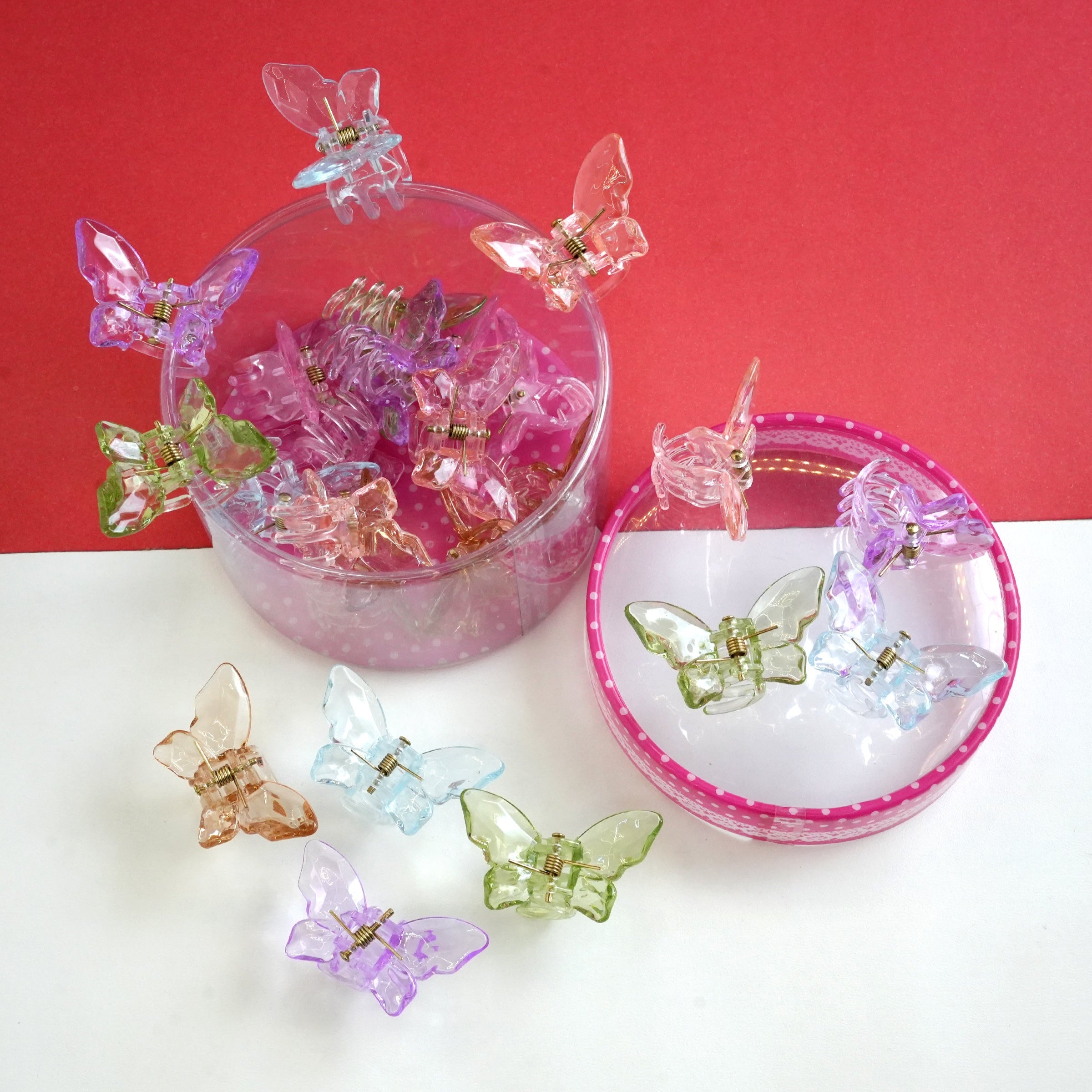 Crystal Butterfly Mini Hair Claw Clips pair