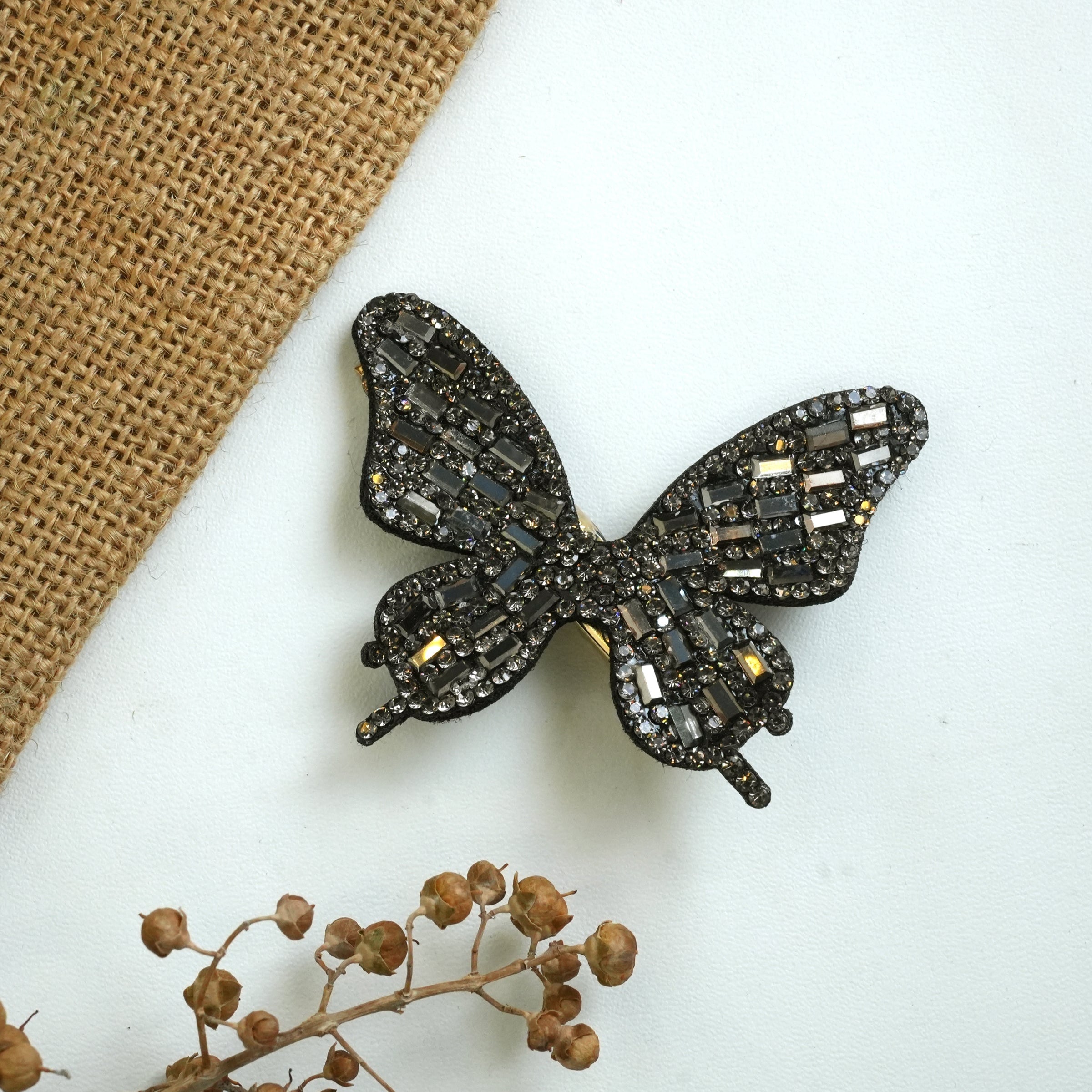 Luxe Rhinestone Butterfly Hair Clips