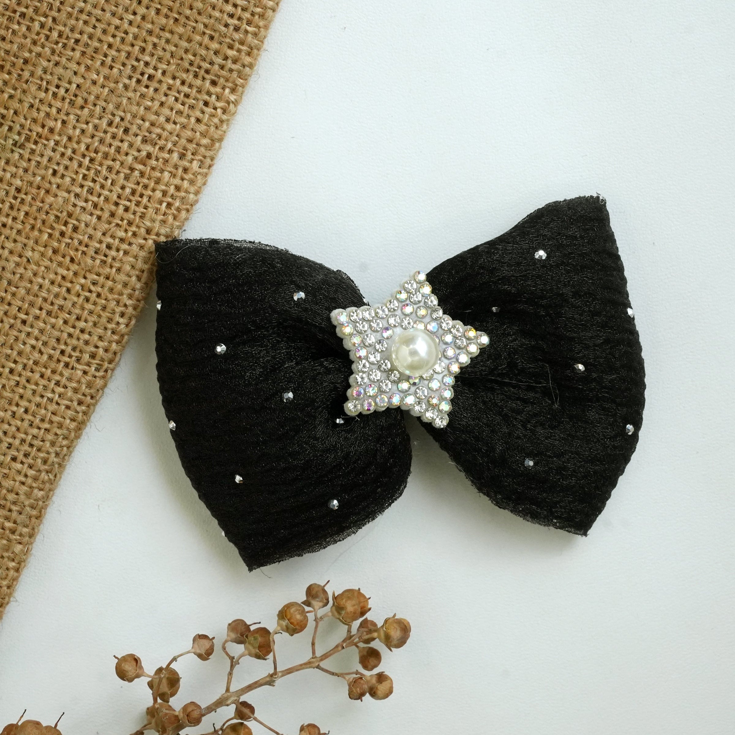 Starry Elegance Bow Hair Clip