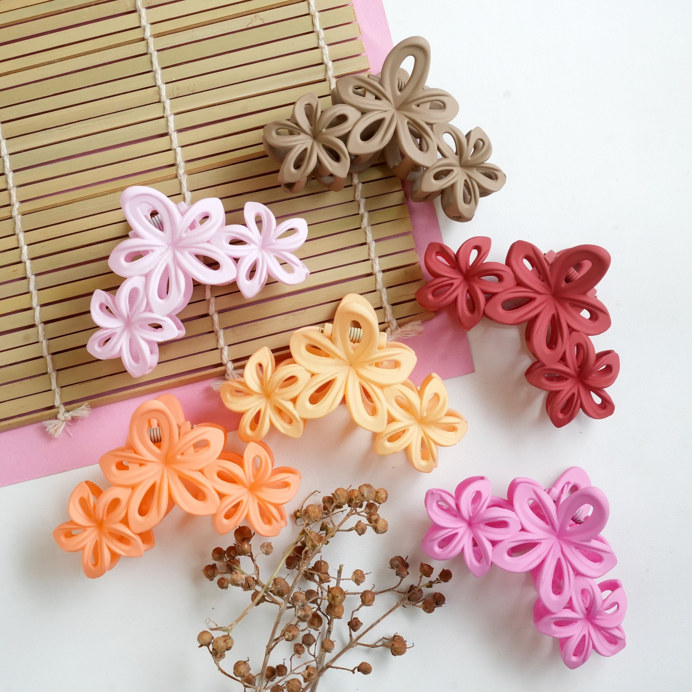 Multi-Layered Floral Hair Claw Clips