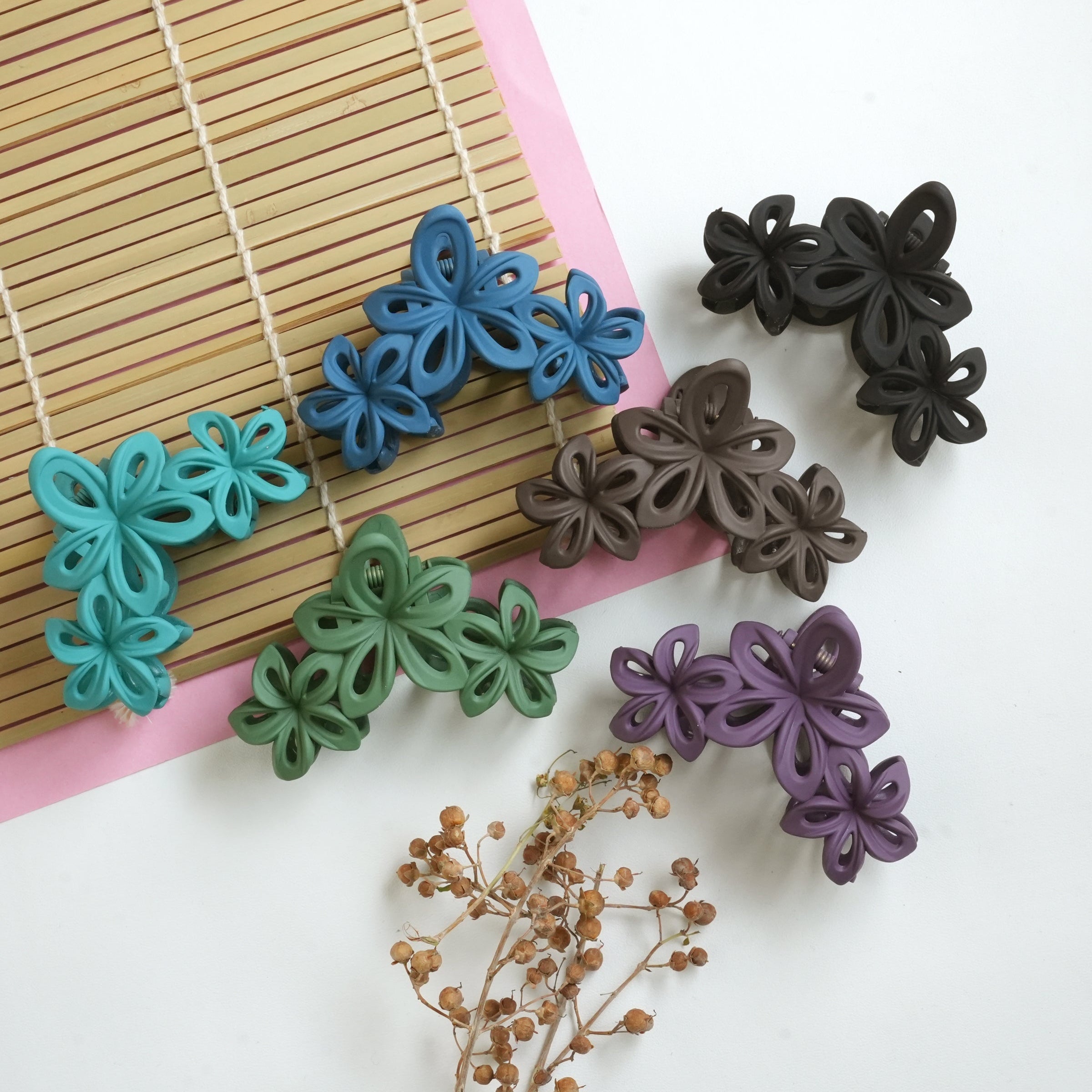 Multi-Layered Floral Hair Claw Clips