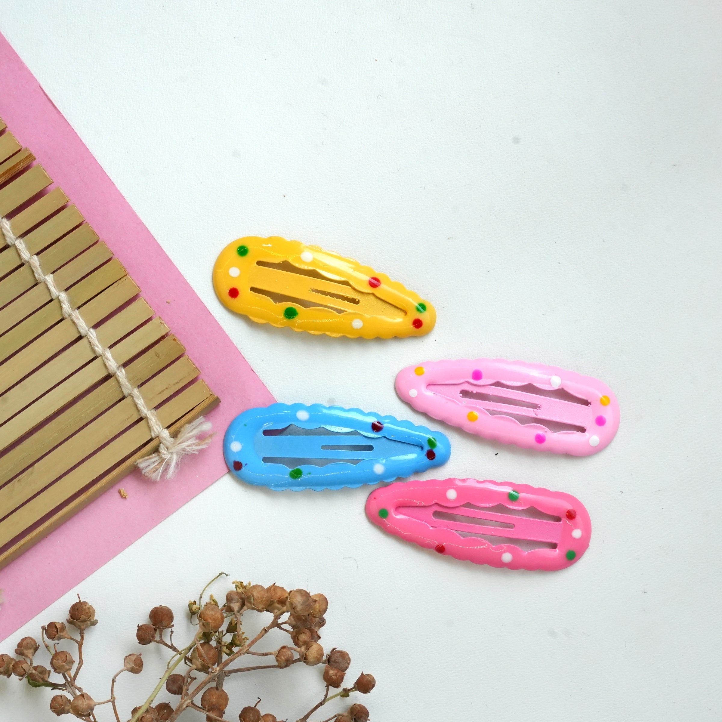 Vibrant Polka Dot Snap Hair Clips