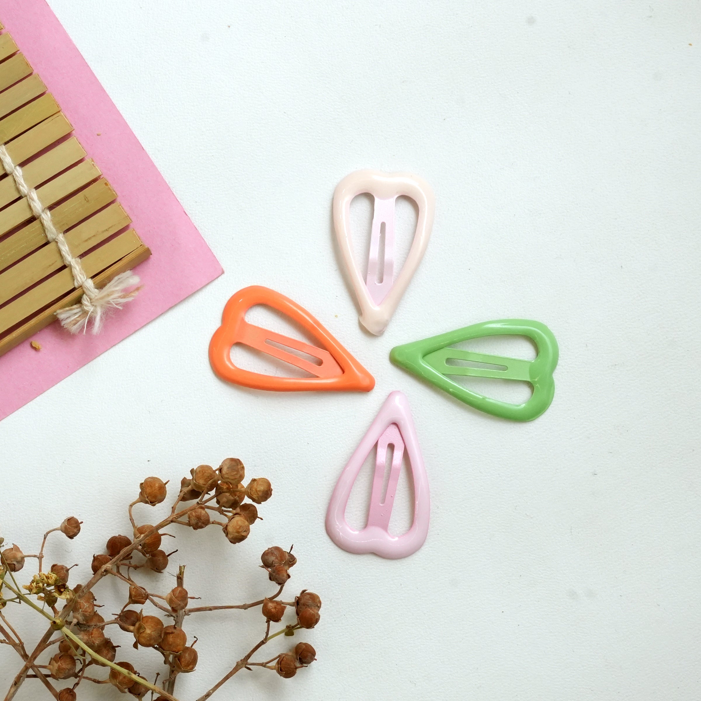 Pastel Heart-Shaped Hair Pins