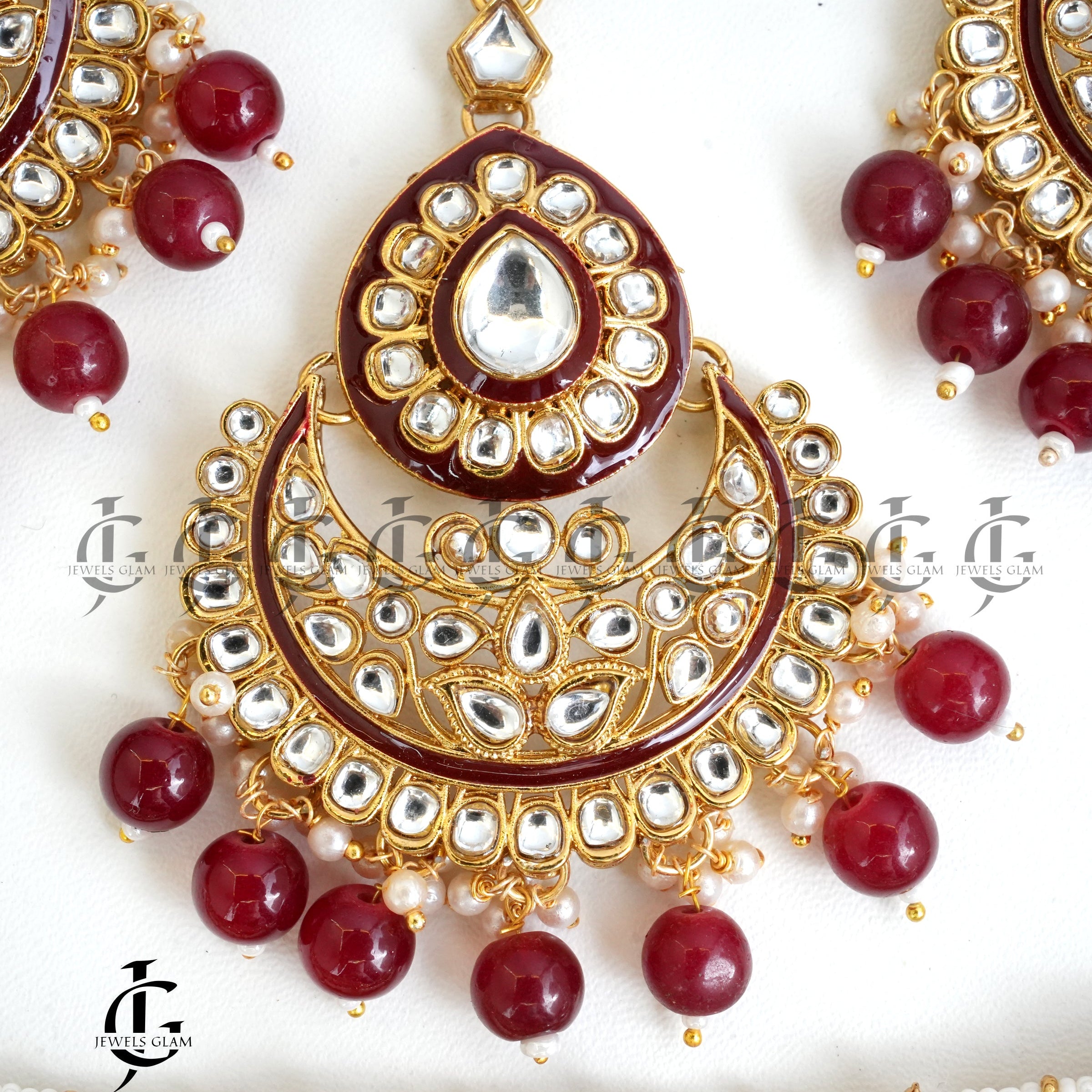 Emerald Pearl Kundan Bridal Jewelry Set