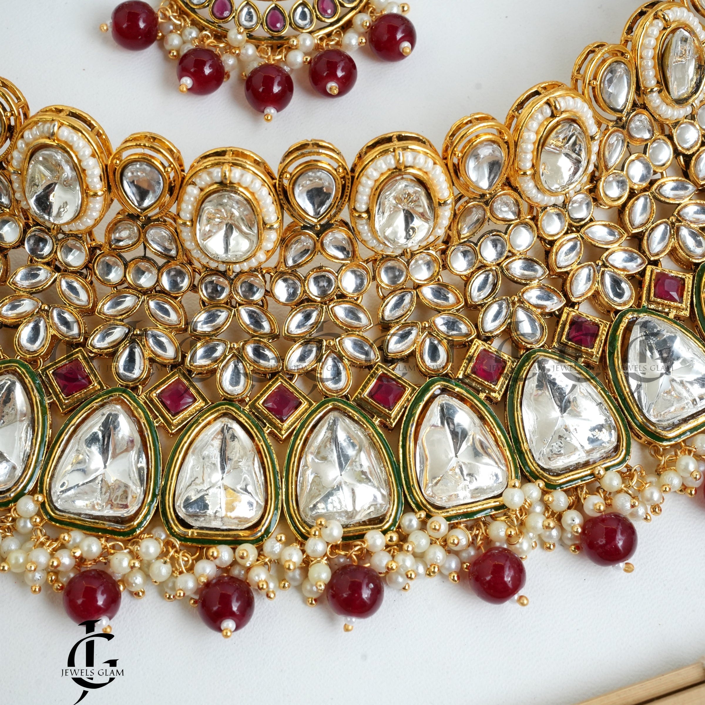 Radiant Polki Kundan Ruby Bridal Jewelry Set