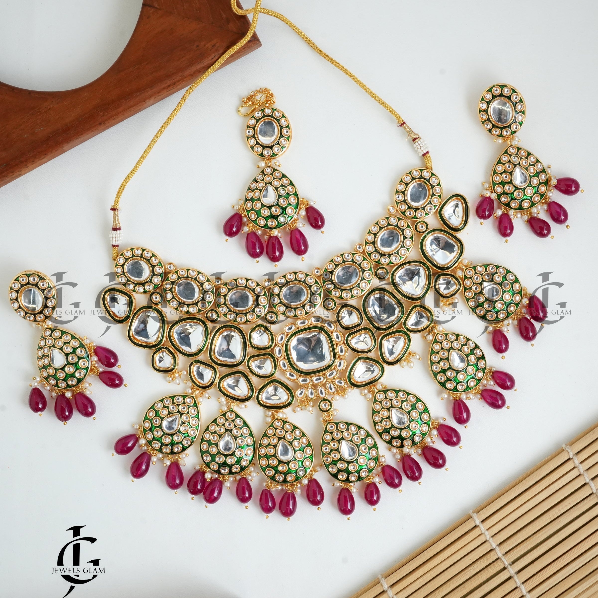 Royal Ruby and Kundan Bridal Necklace Set