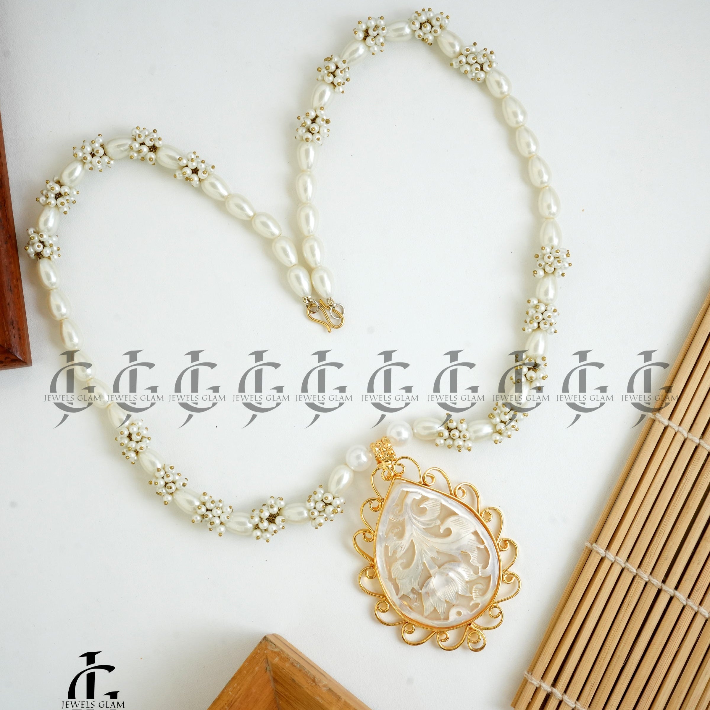 Ethereal Pearl Mala with Intricate Pendant