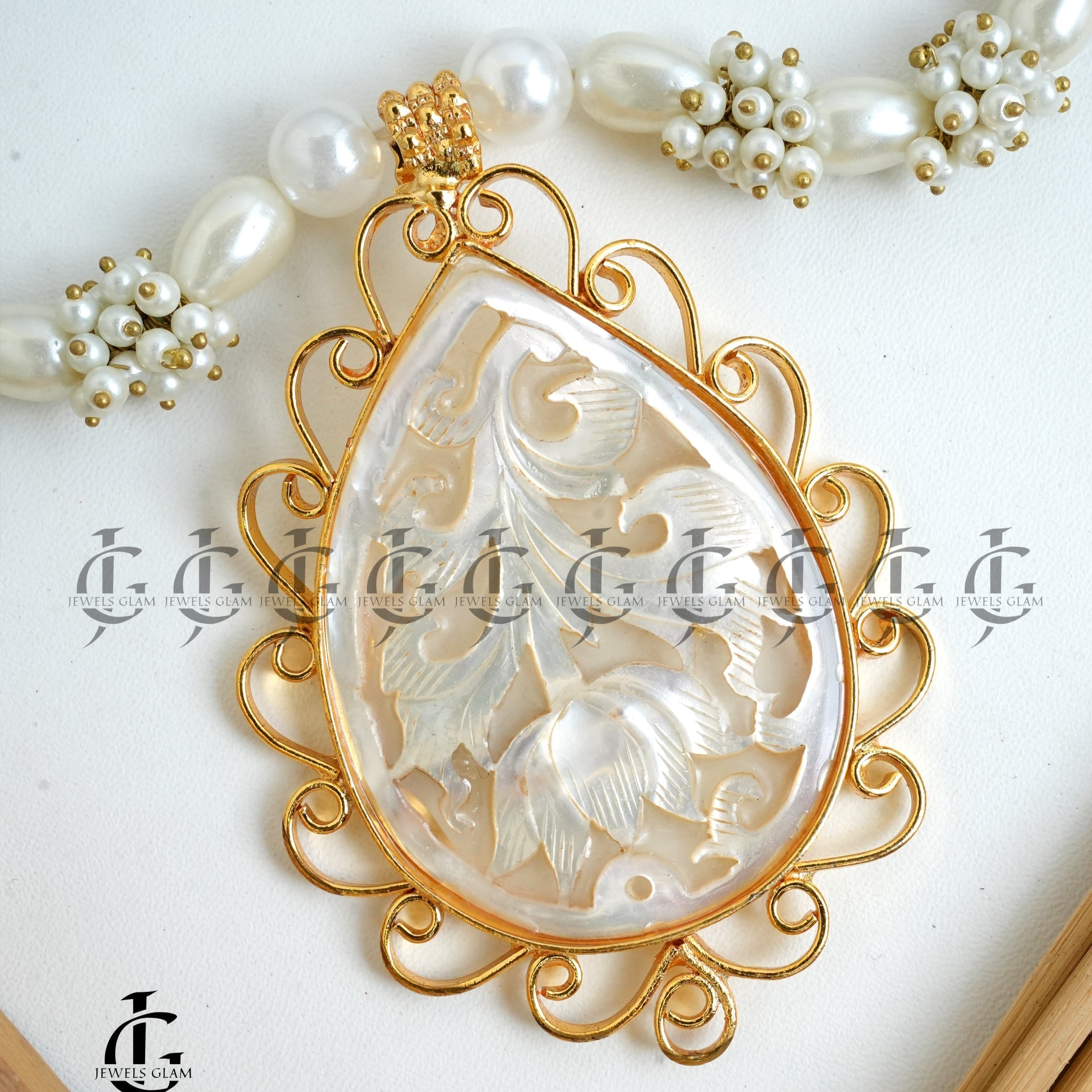 Ethereal Pearl Mala with Intricate Pendant