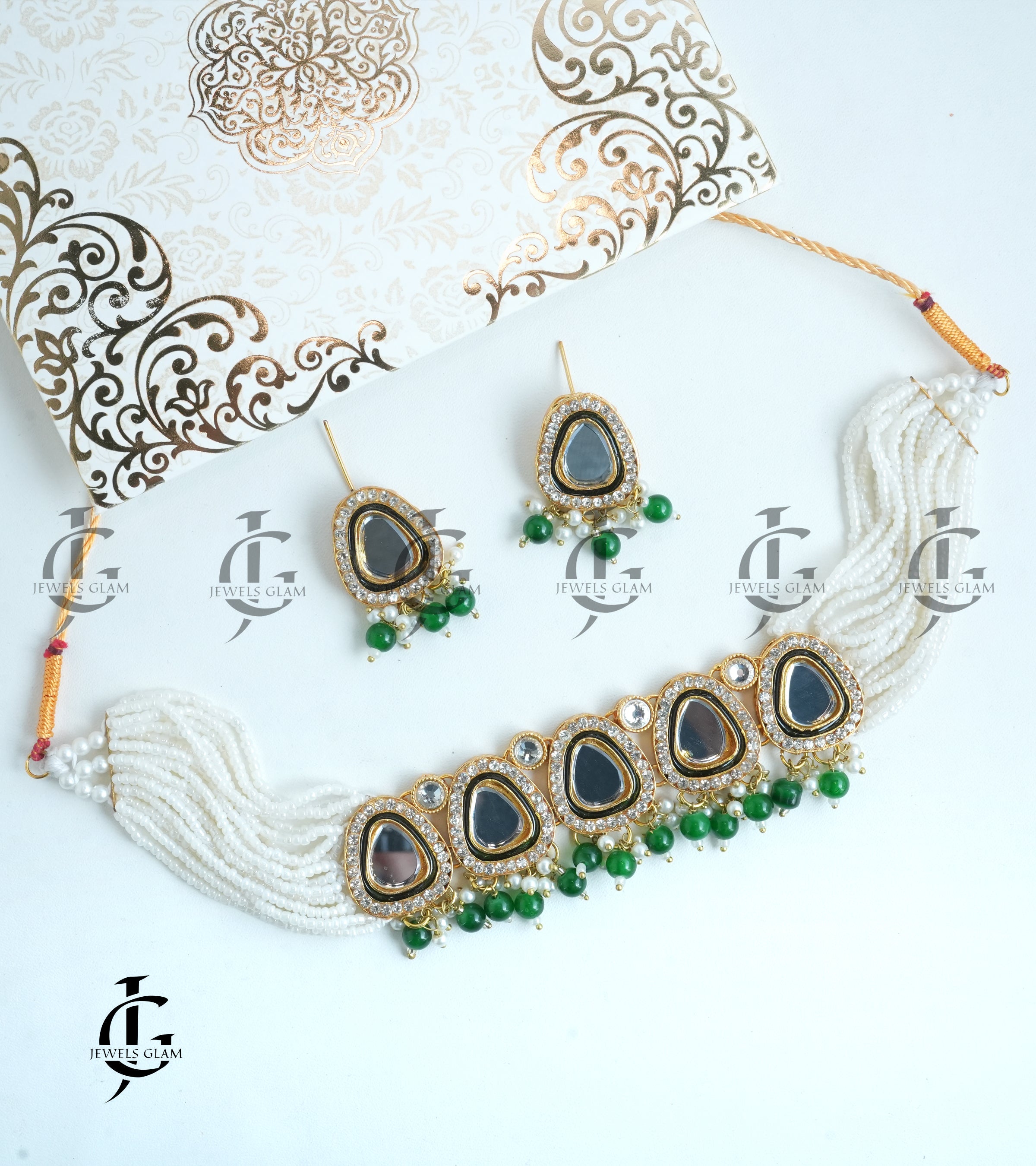 Indian Polki Kundan Choker Set Green
