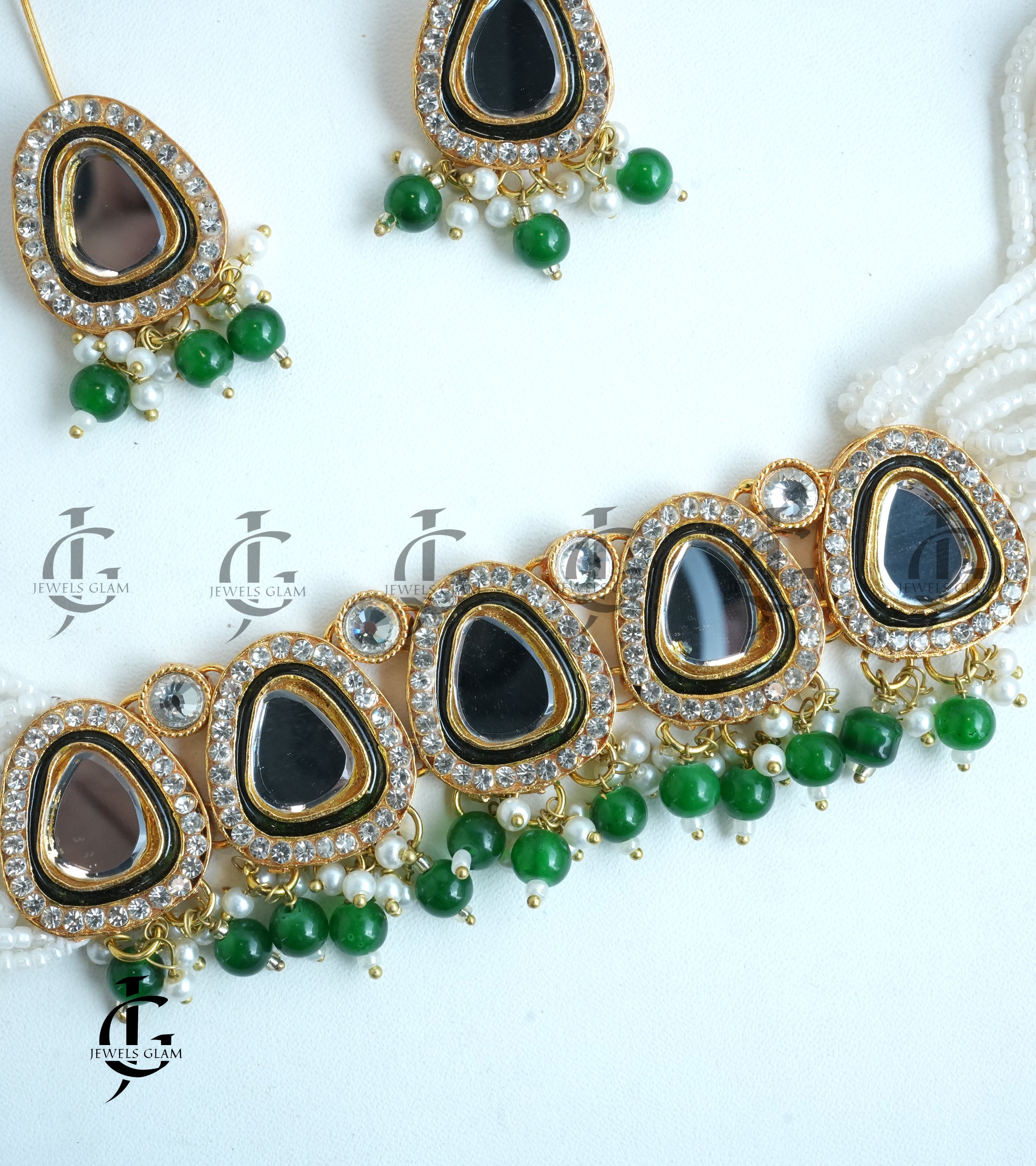 Indian Polki Kundan Choker Set Green