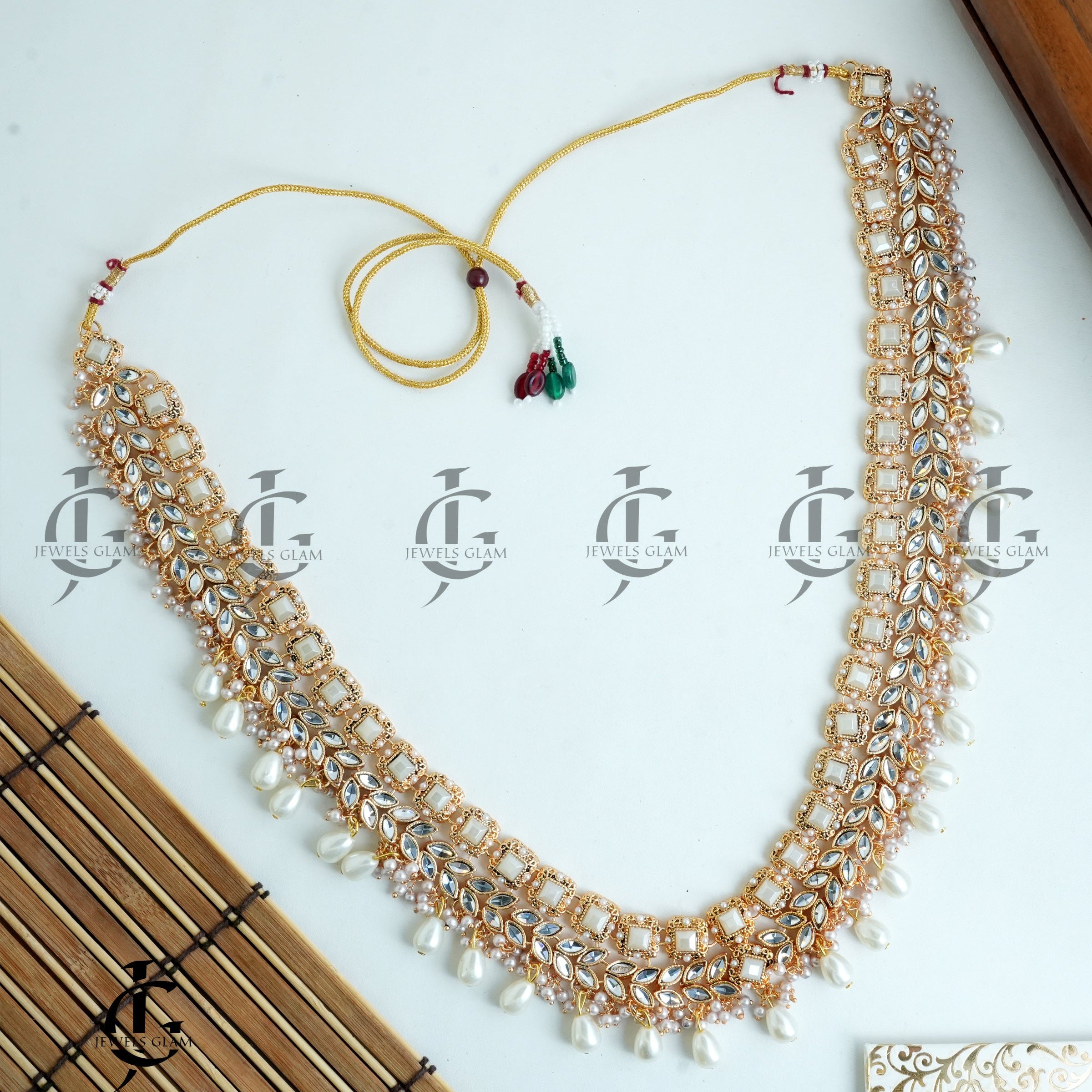 Royal Pearl and Kundan Bridal Mala White