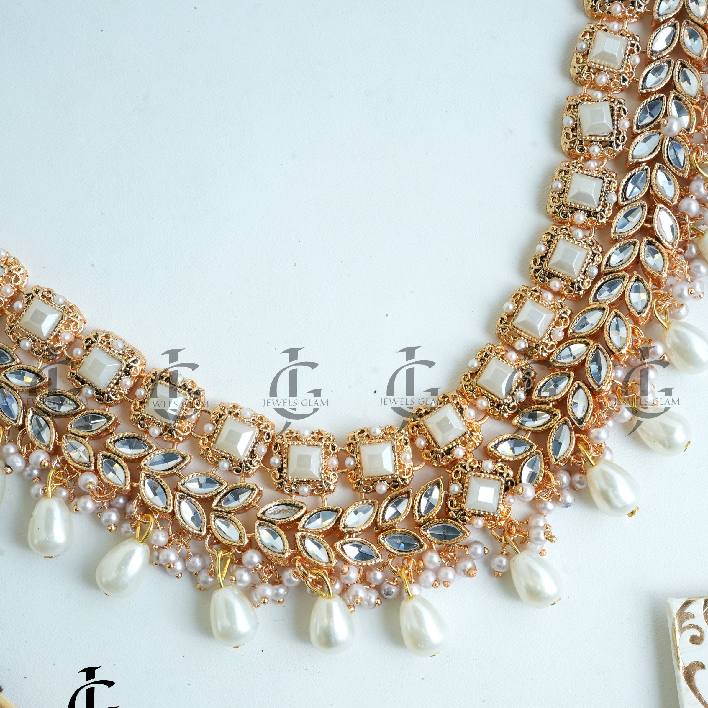 Royal Pearl and Kundan Bridal Mala White