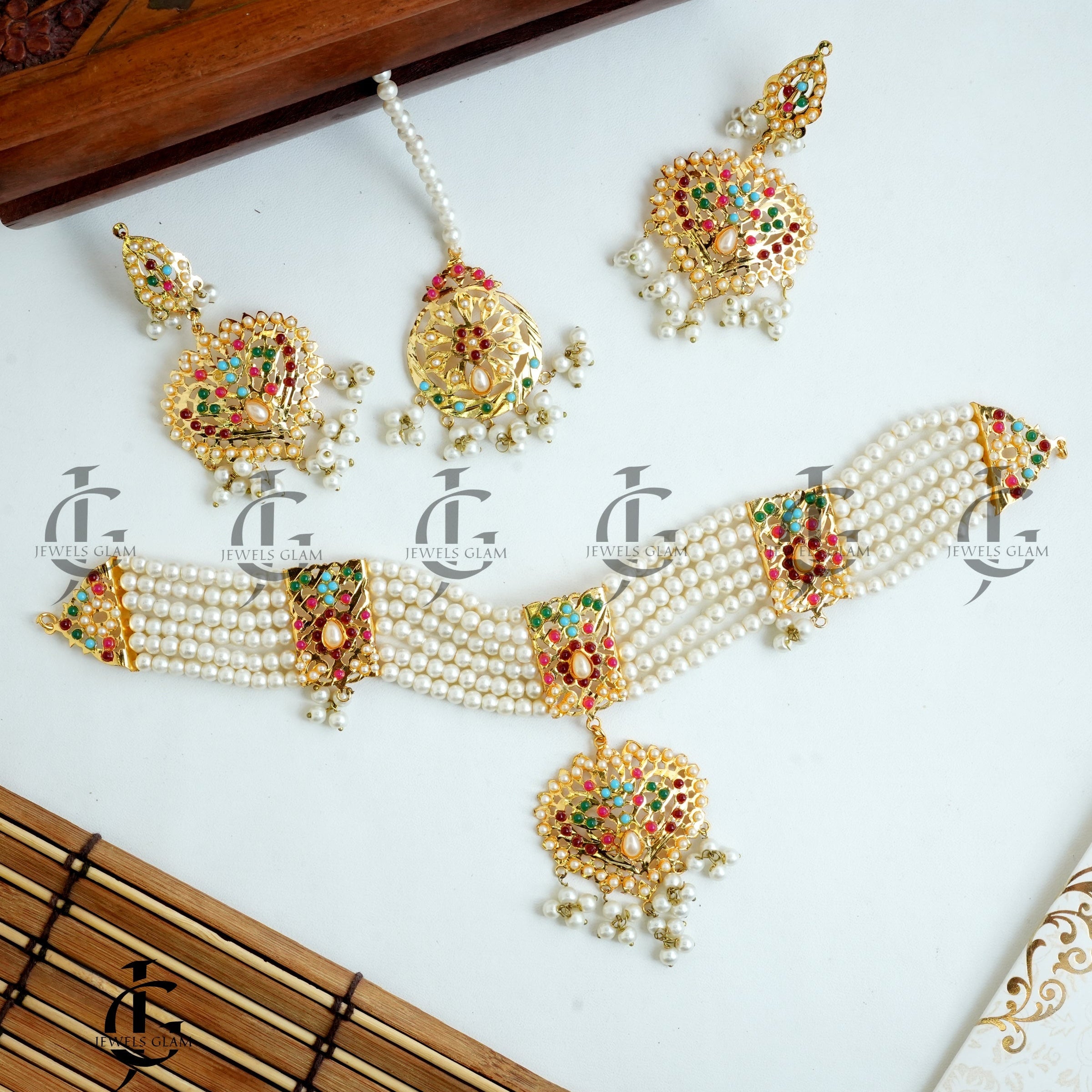 Nauratan Choker Set with Teeka