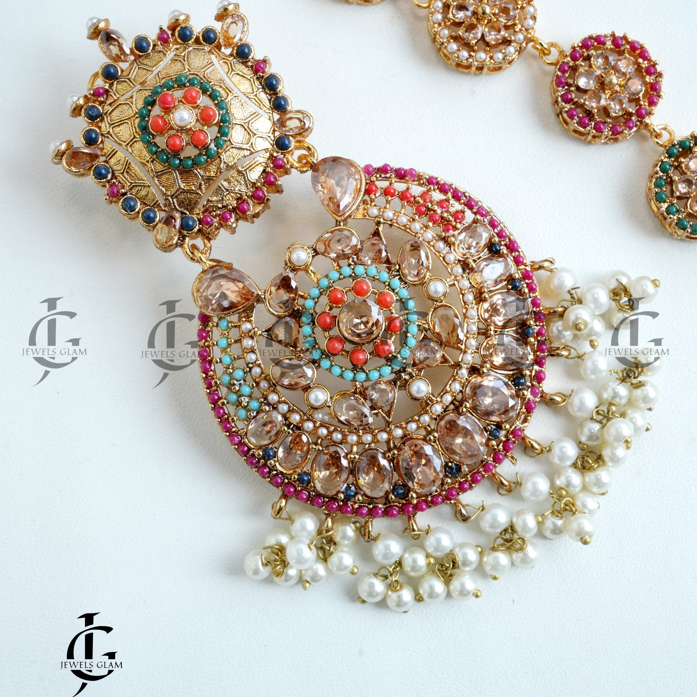 Multicolor Kundan-Encrusted Pearl Mala Set