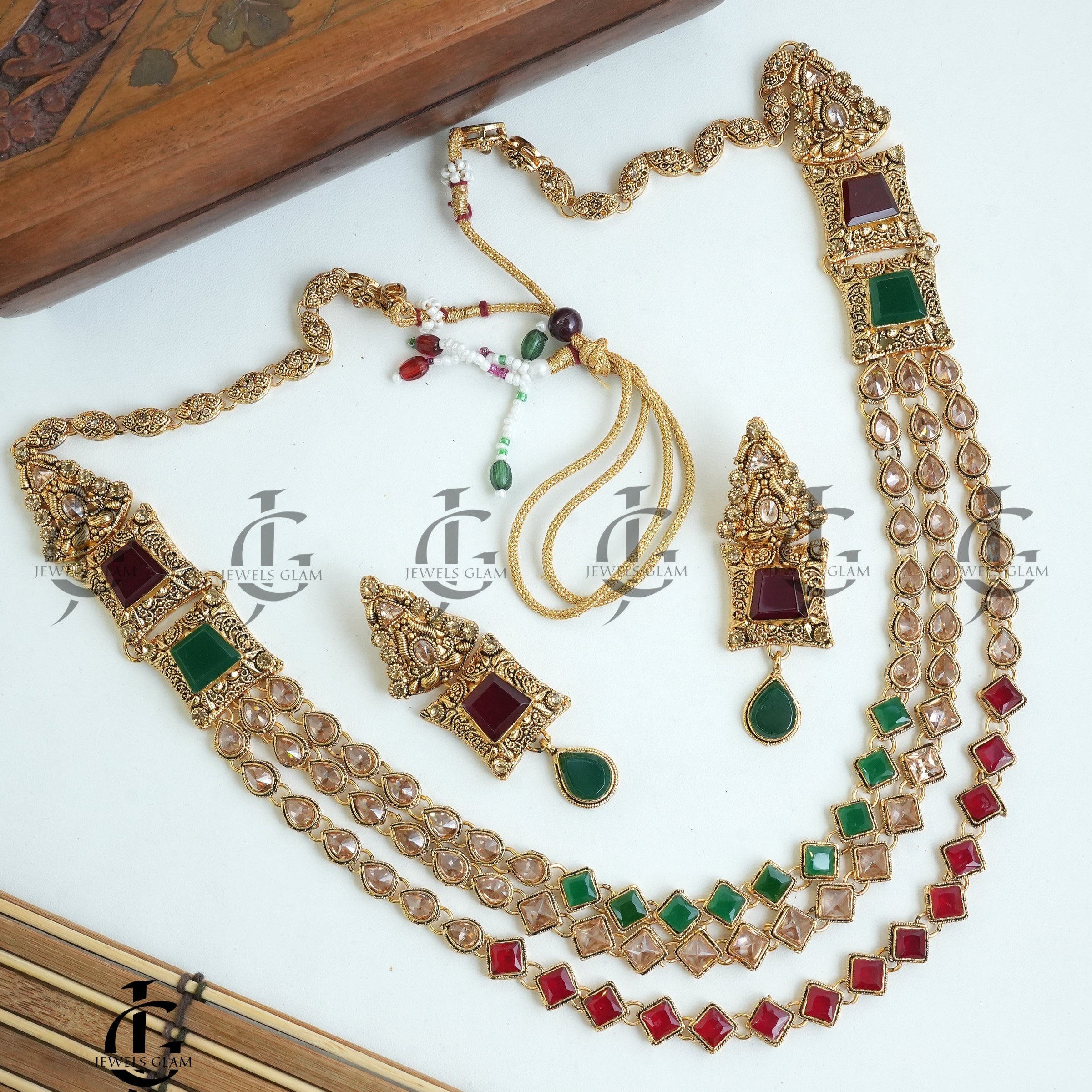 Regal Multi-Layered Gemstone Mala Set