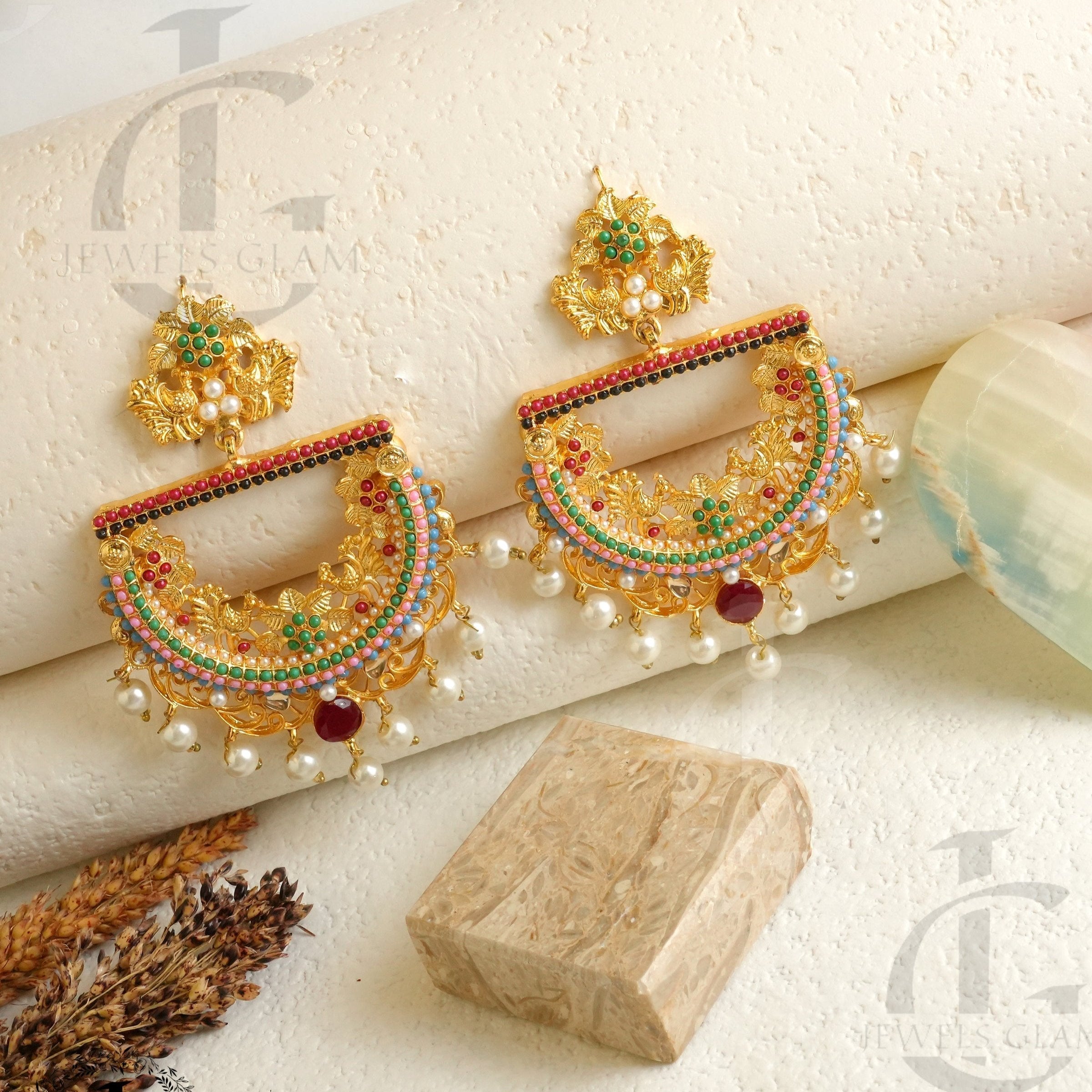 Royal Multicolor Chandbali Earrings