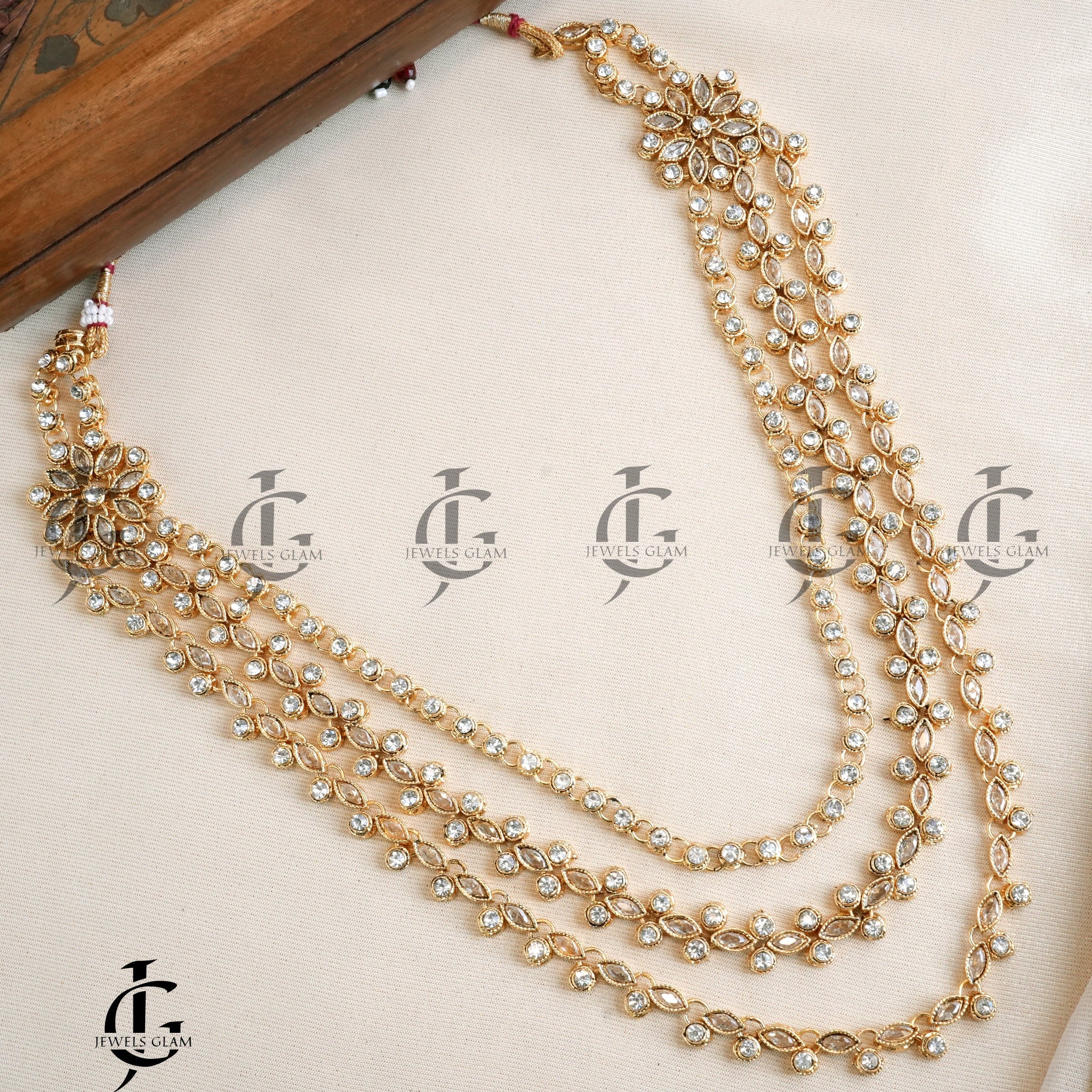 Radiant Floral Multi-Layer Kundan Mala