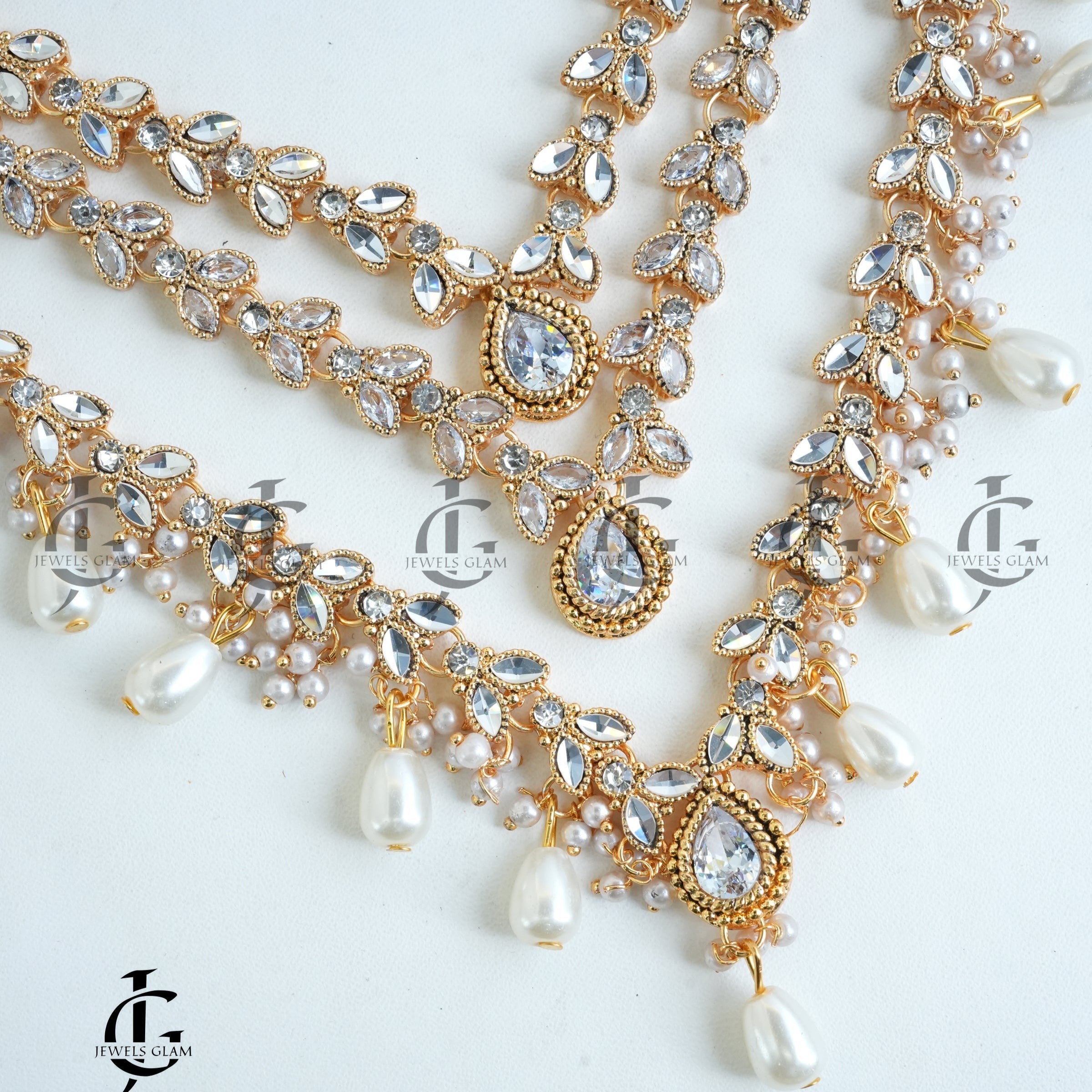 Elegant Multi-Layered Pearl Kundan Mala