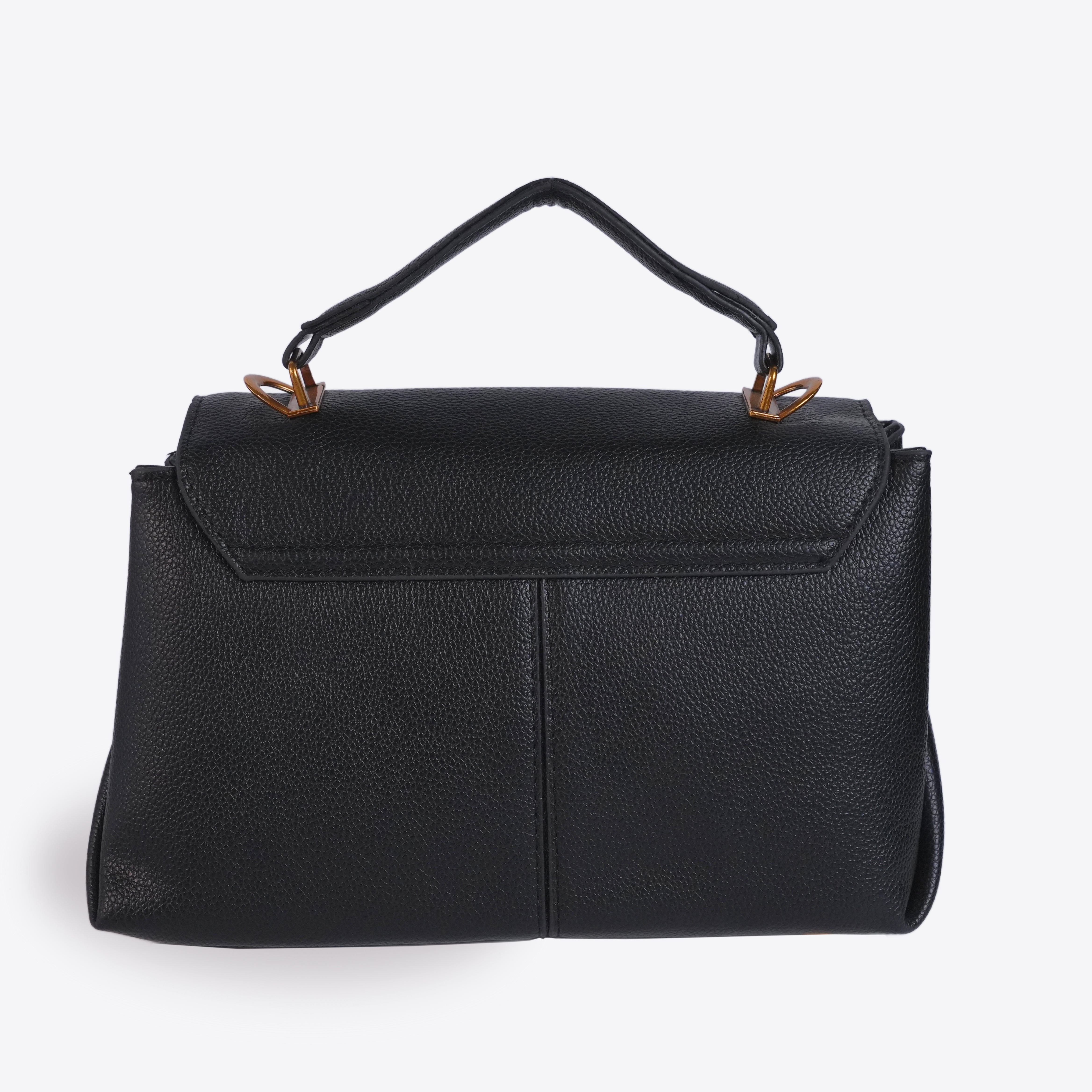 Black Leather Bag With Twist Lock