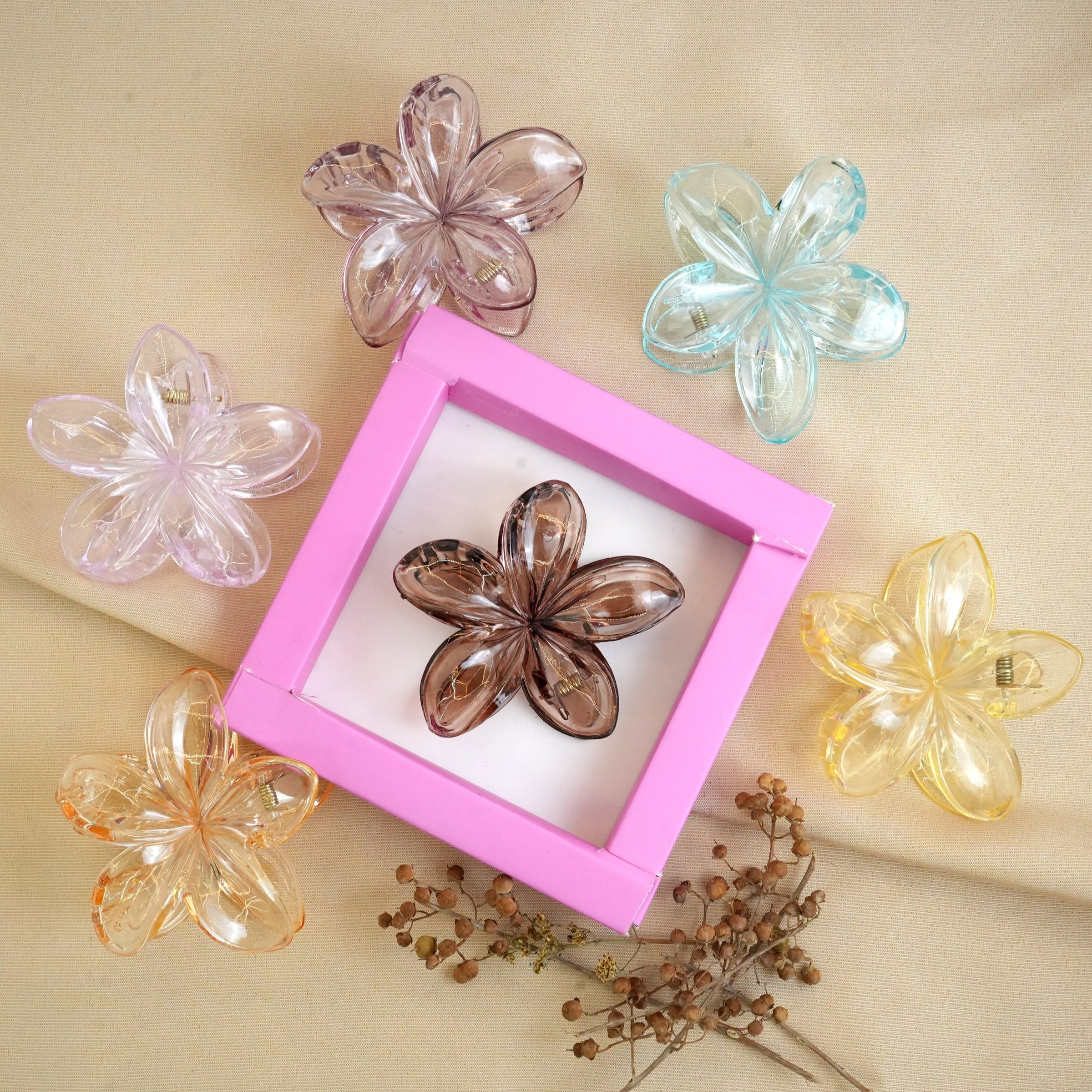 Transparent Floral Elegance Hair Catchers Large