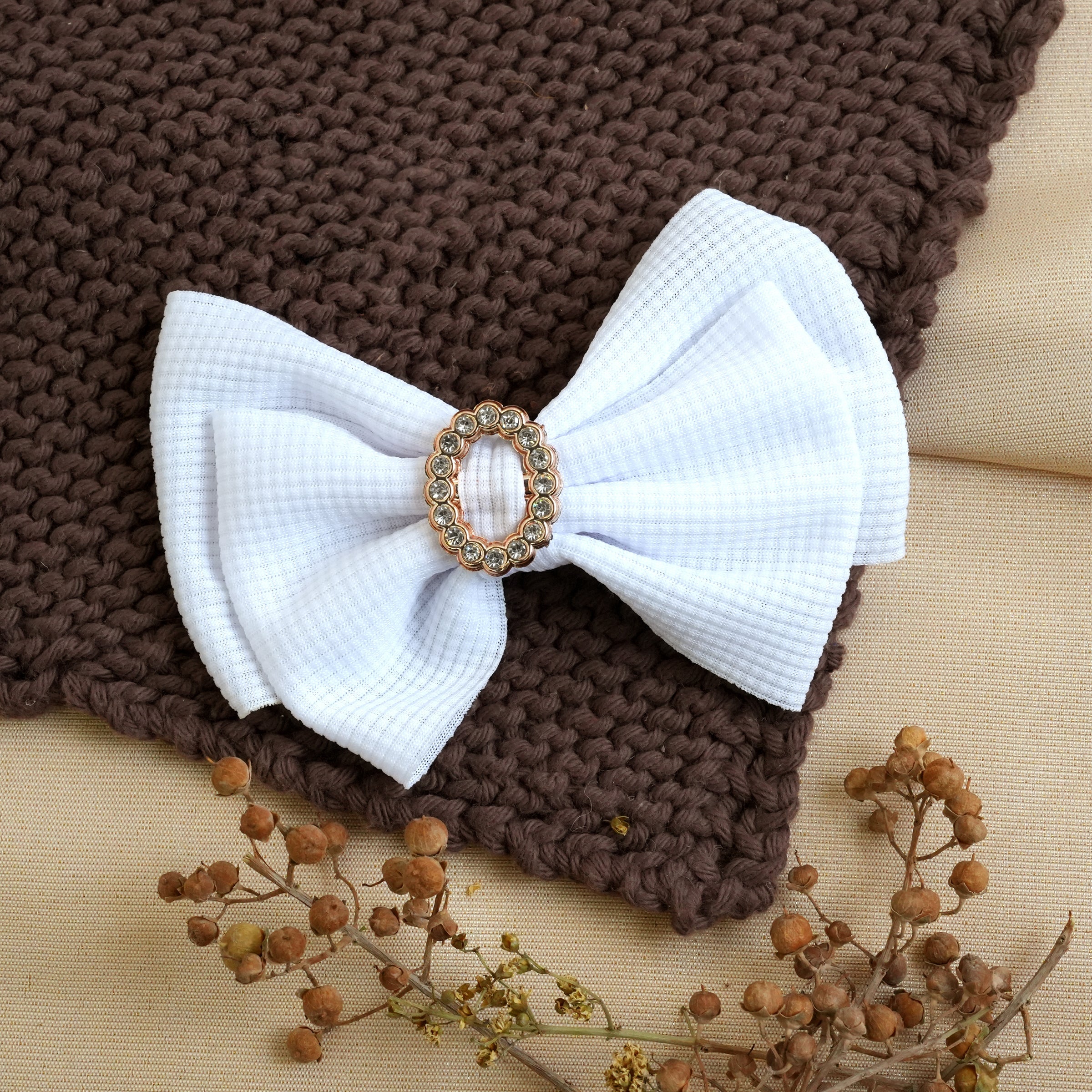 Elegant Bow Hair Clips with Rhinestone Accent