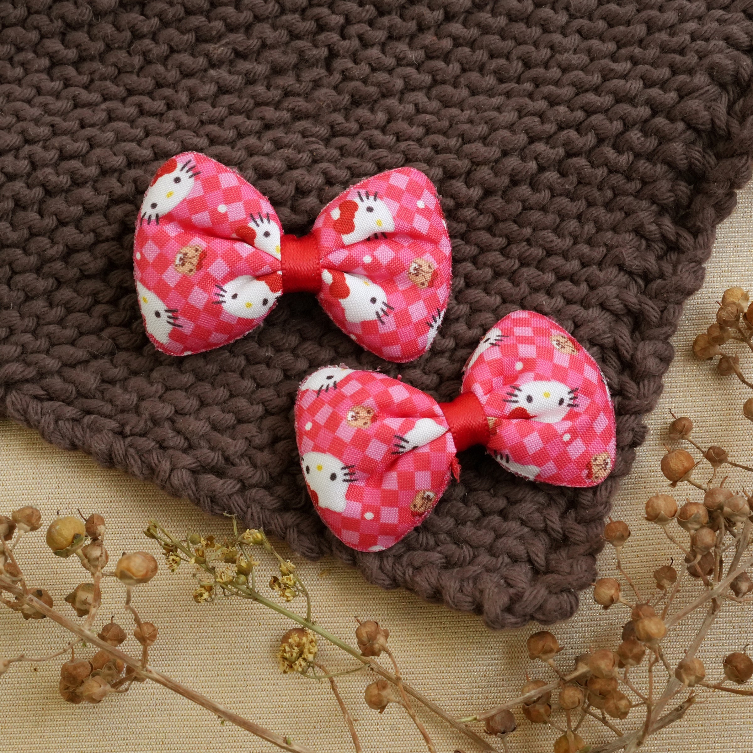 Colorful Kitty Bow Hair Clips (Pair)